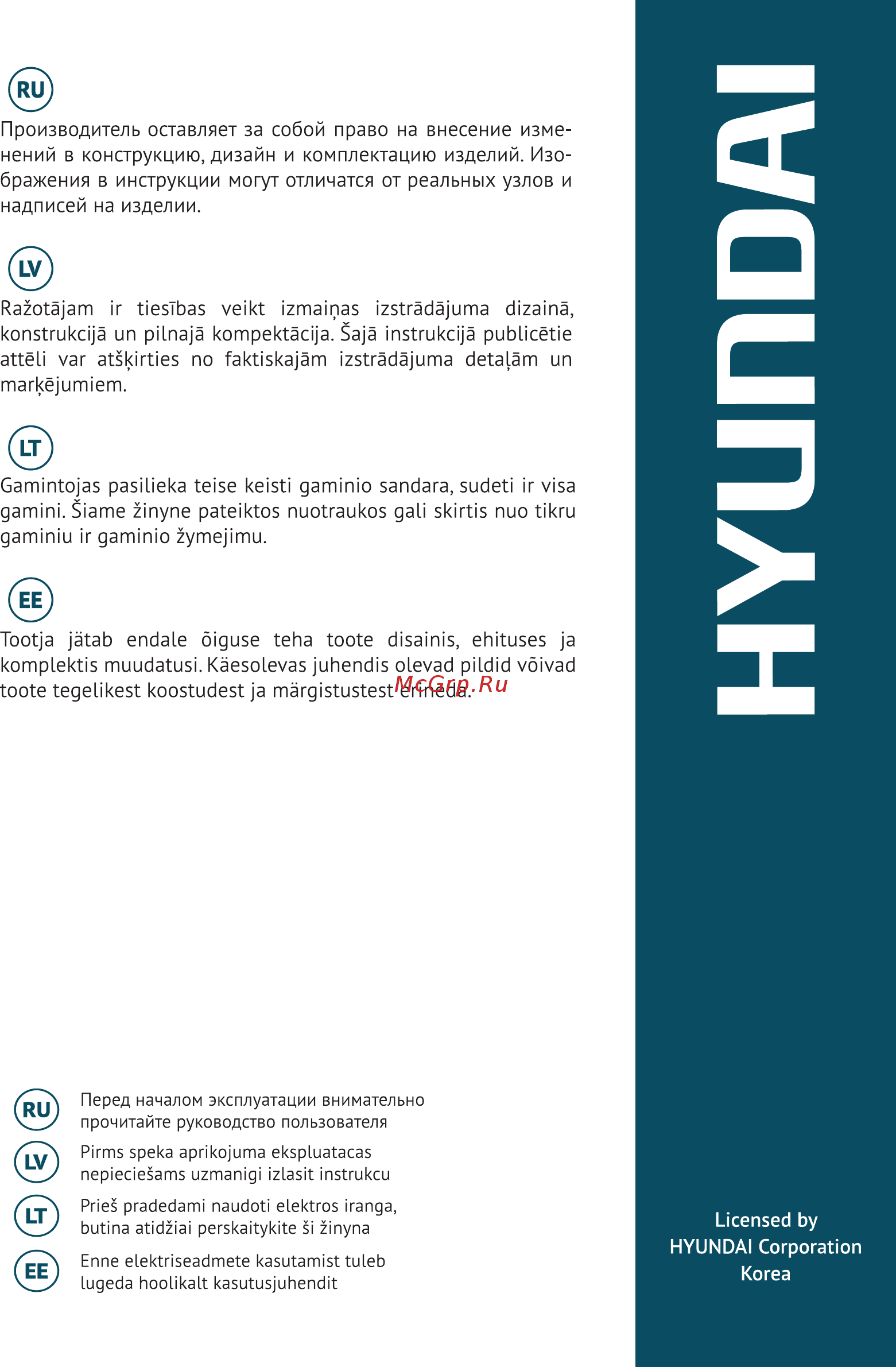Hyundai HY 81 Руководство по эксплуатации онлайн [3/100] 213442
