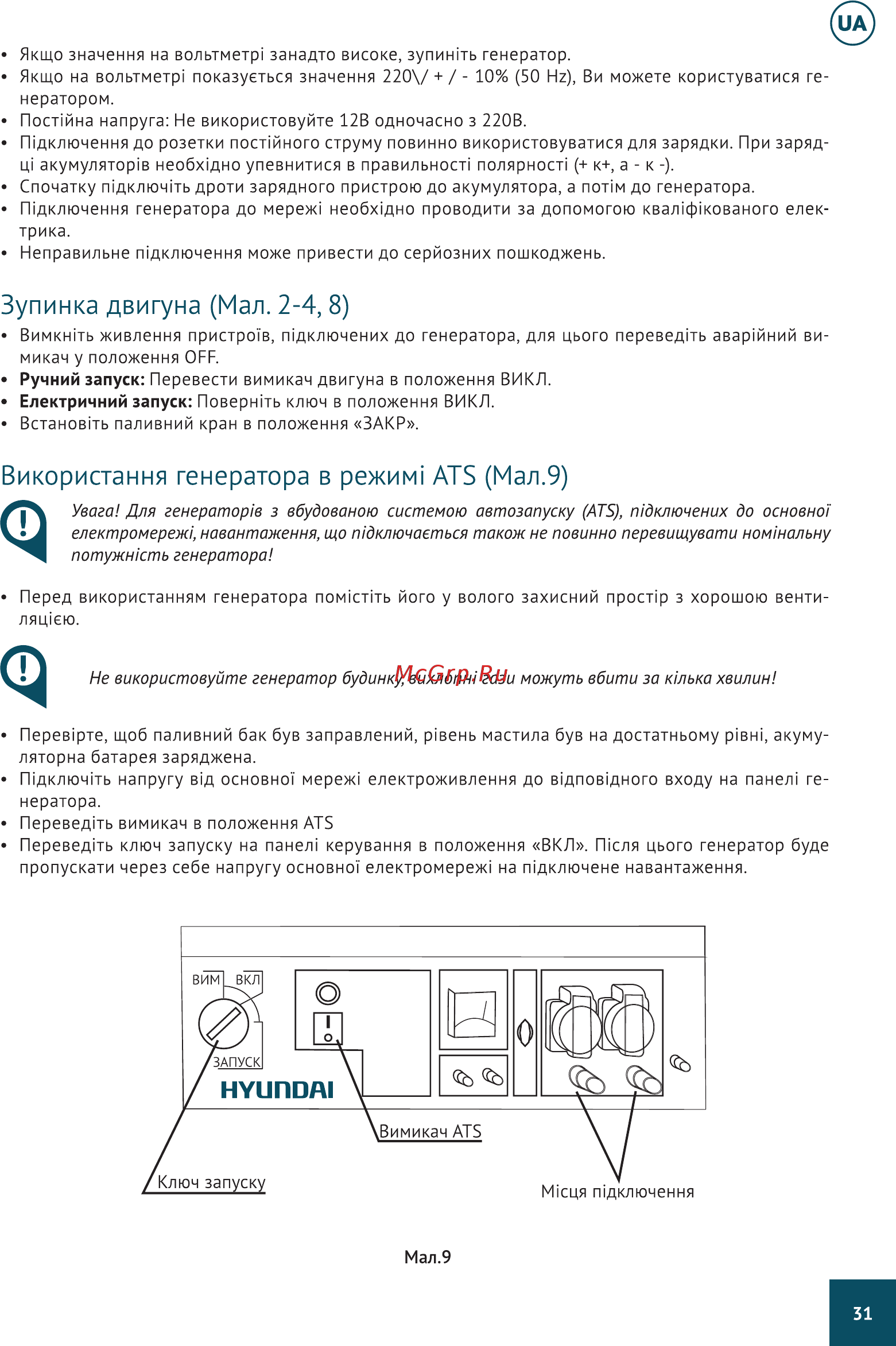 Hyundai HHY 7000F Руководство по эксплуатации онлайн [31/40] 213452