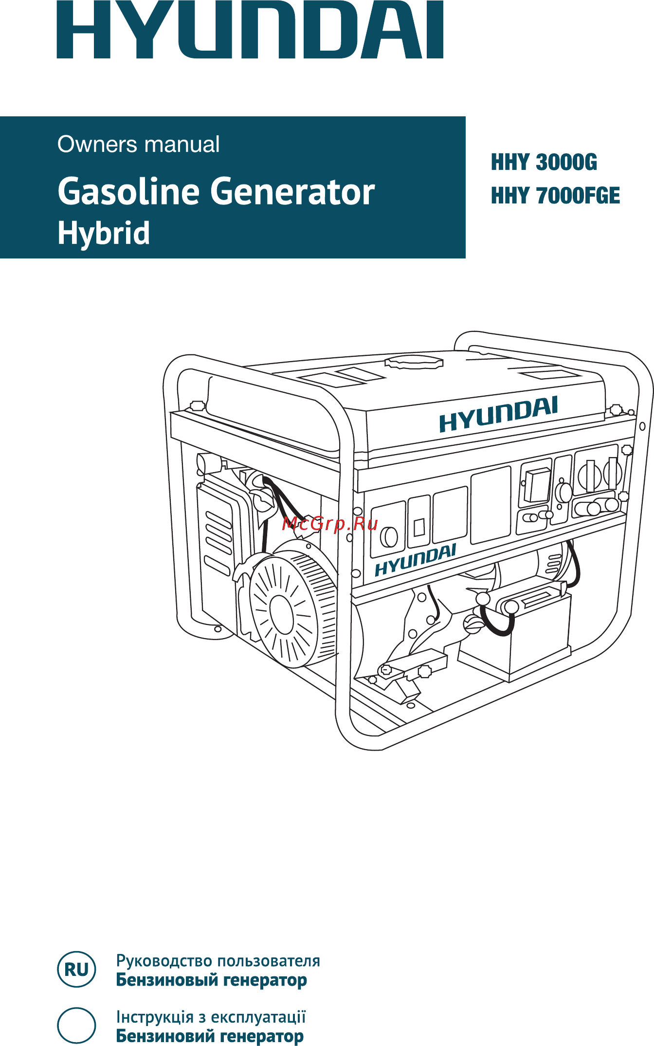 Hyundai HHY 7000FGE Руководство по эксплуатации онлайн