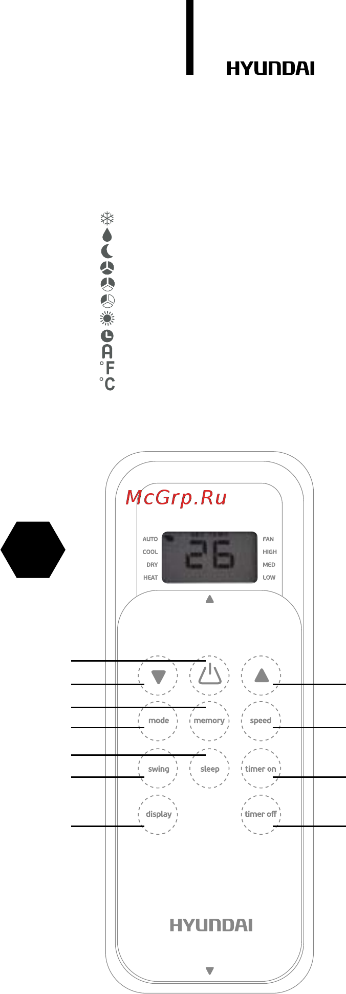 Hyundai H-AP3-09H-UI004 [8/52] Indicators for operating mode