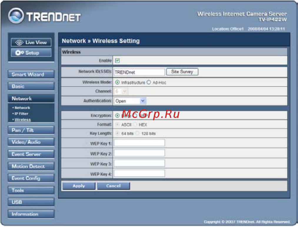 Trendnet TV-IP422W [39/111] Wireless setting