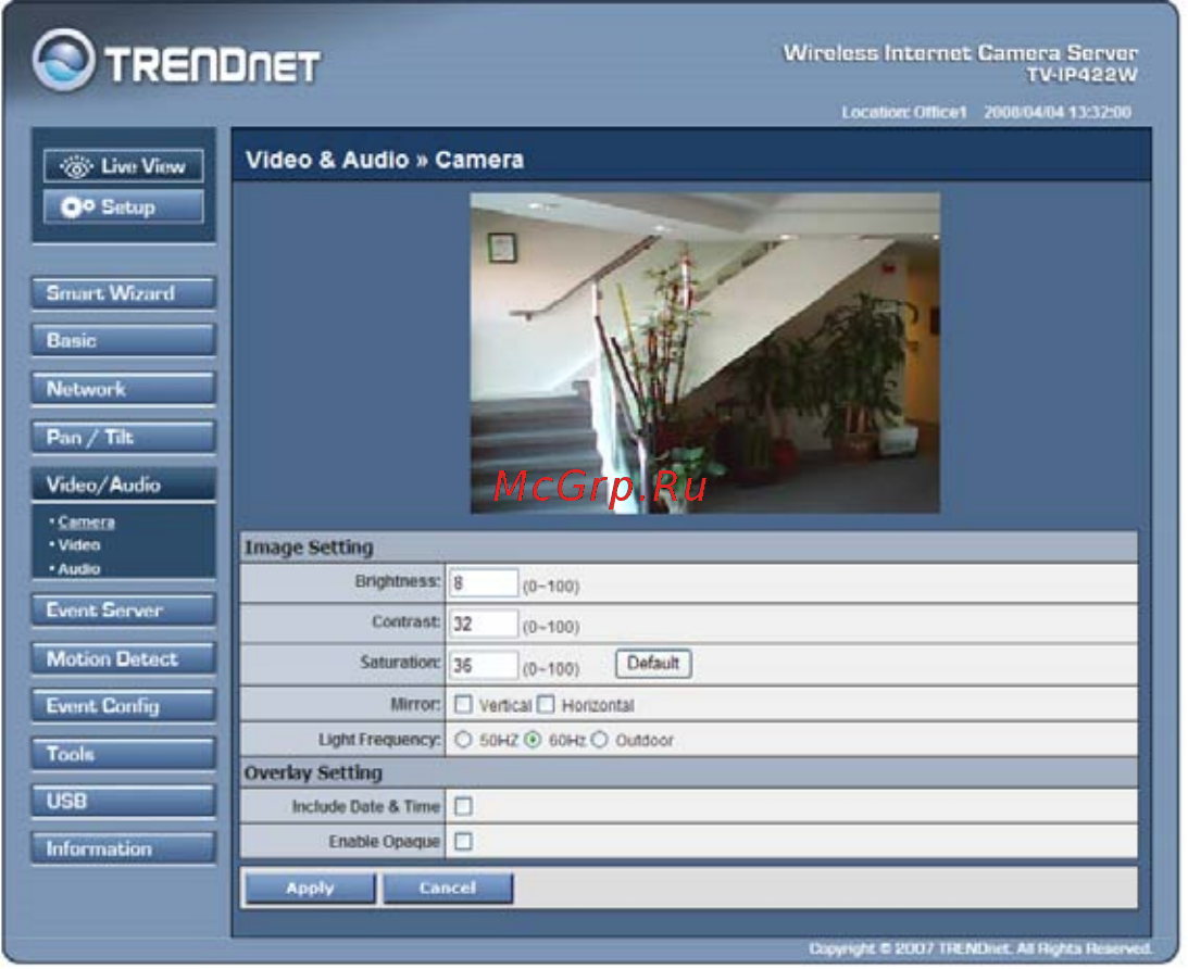 Trendnet TV-IP422W [43/111] Camera