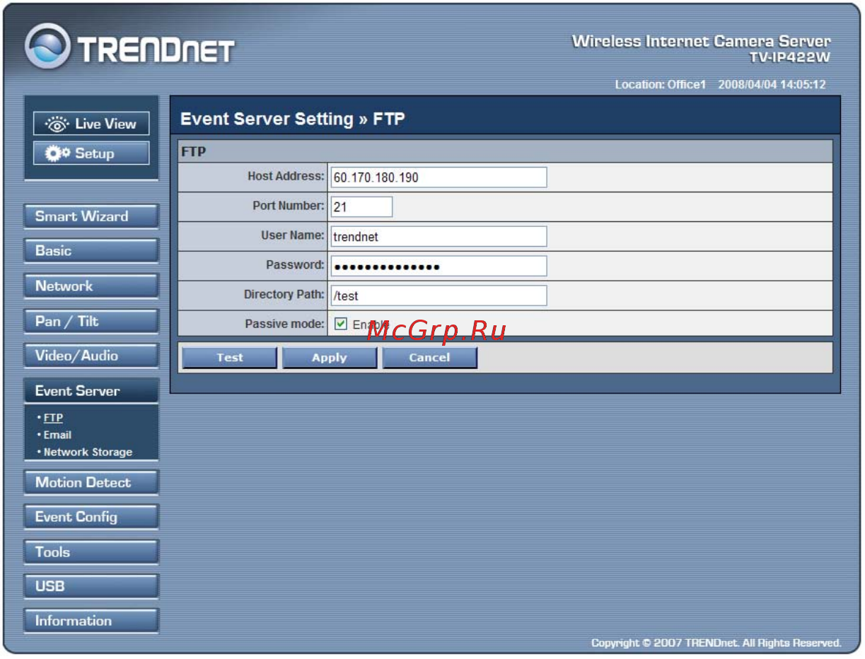 Trendnet TV-IP422W [48/111] Event server configuration