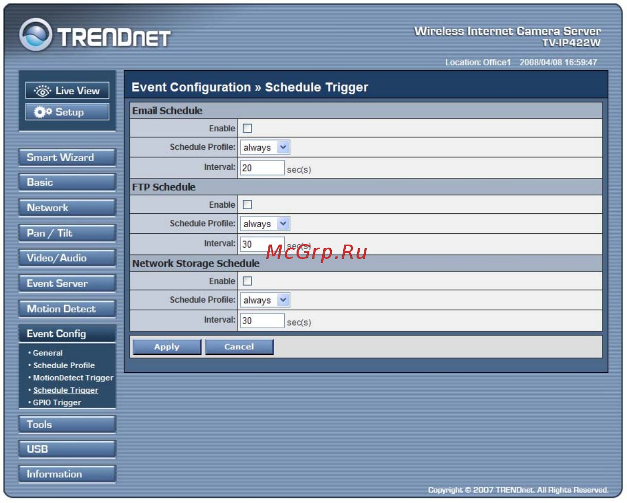 Trendnet TV-IP422W [57/111] Gpio trigger