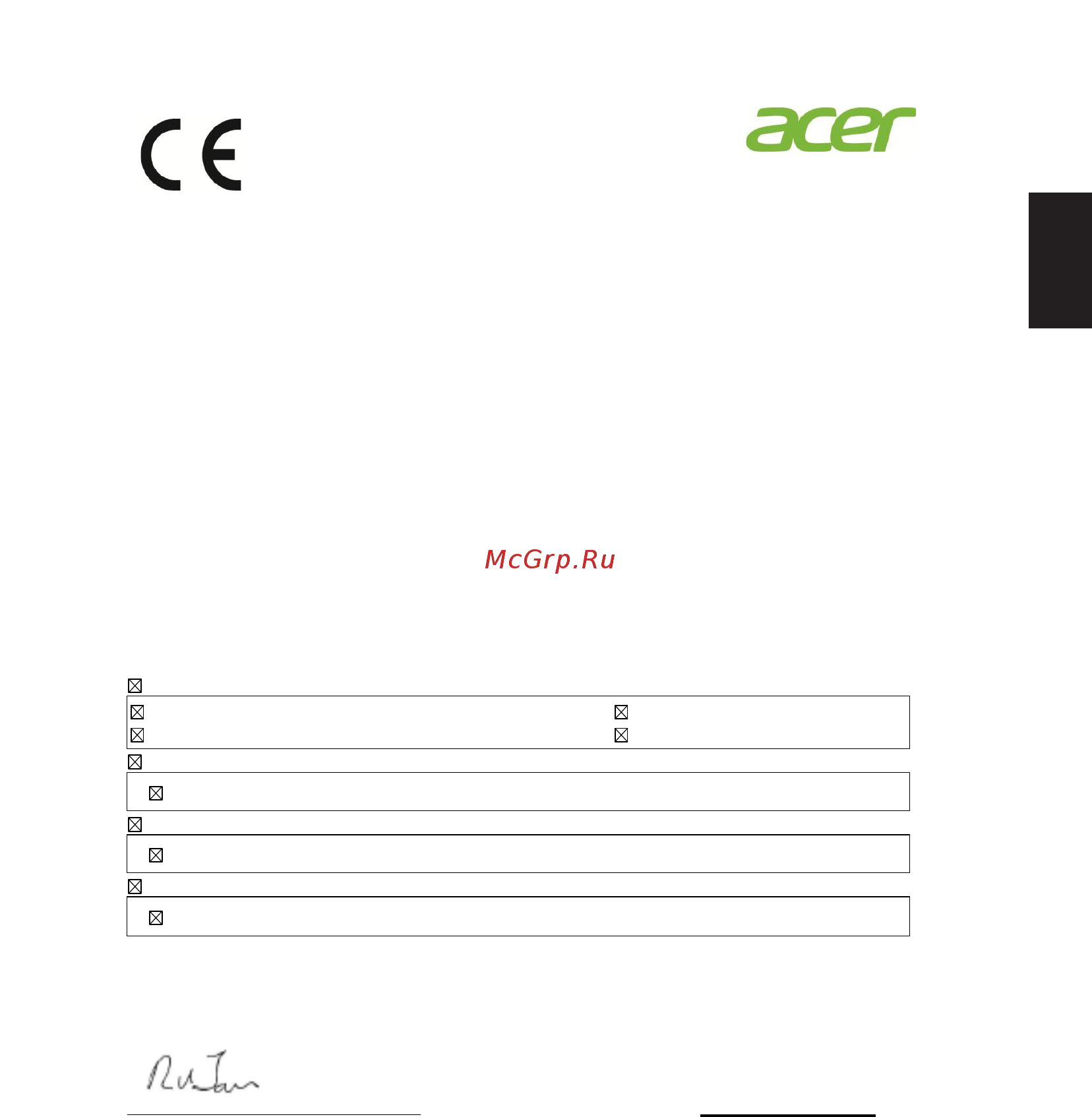 Acer RC271Usmidpx [9/28] Declaration of conformity
