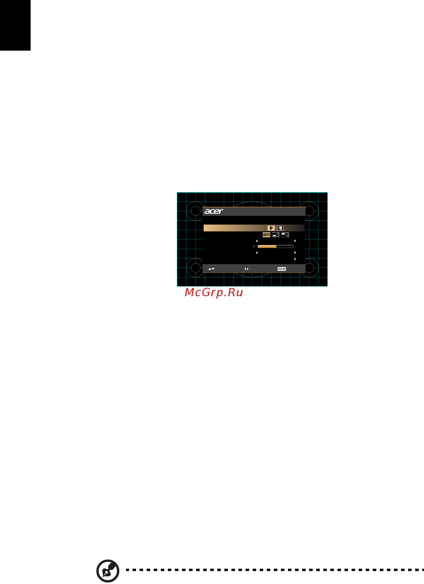 Acer H6517ABD MR.JNB11.001 Белый [30/63] Меню установки