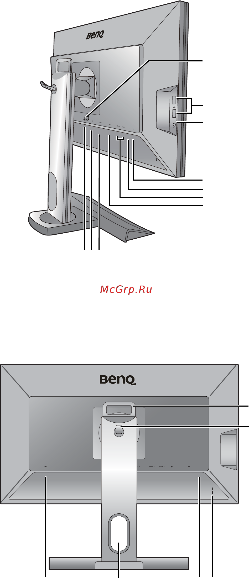 Benq xl2420g [9/76] Вид сзади для моделей с модулем g sync