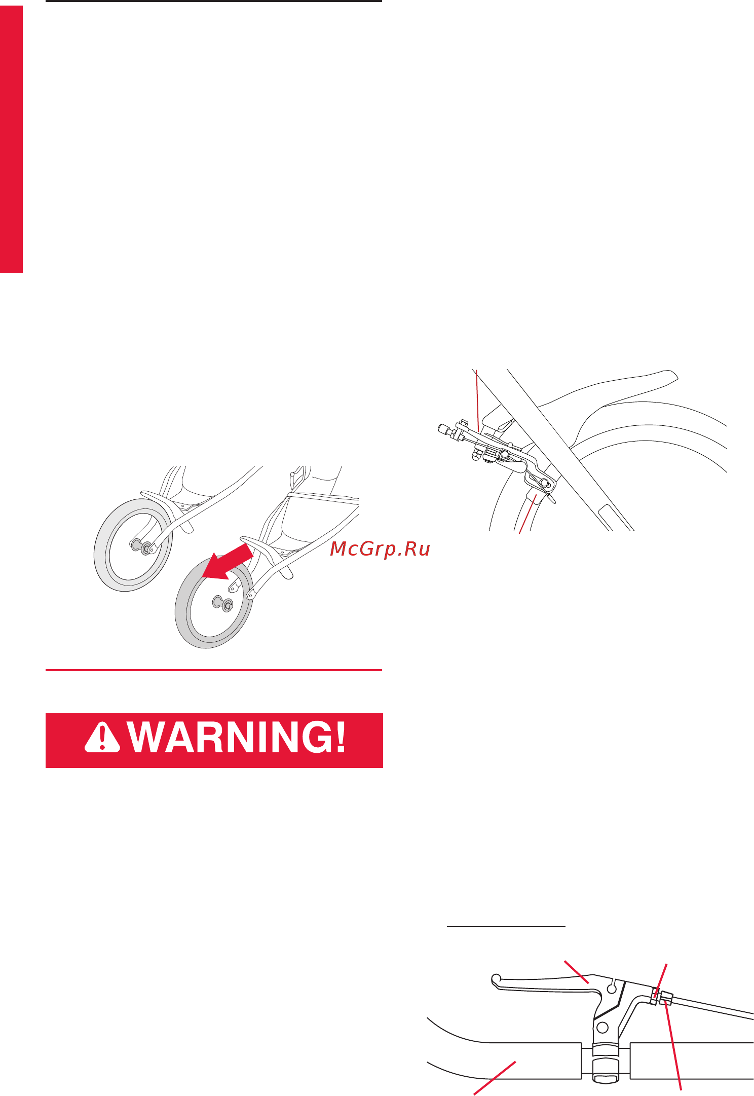 BOB Utility Stroller Blue [10/60] If you do not understand these instructions or feel the brake is adjusted incorrectly take the stroller to your dealer for proper adjustment if your brake pads are worn see your dealer for replacements