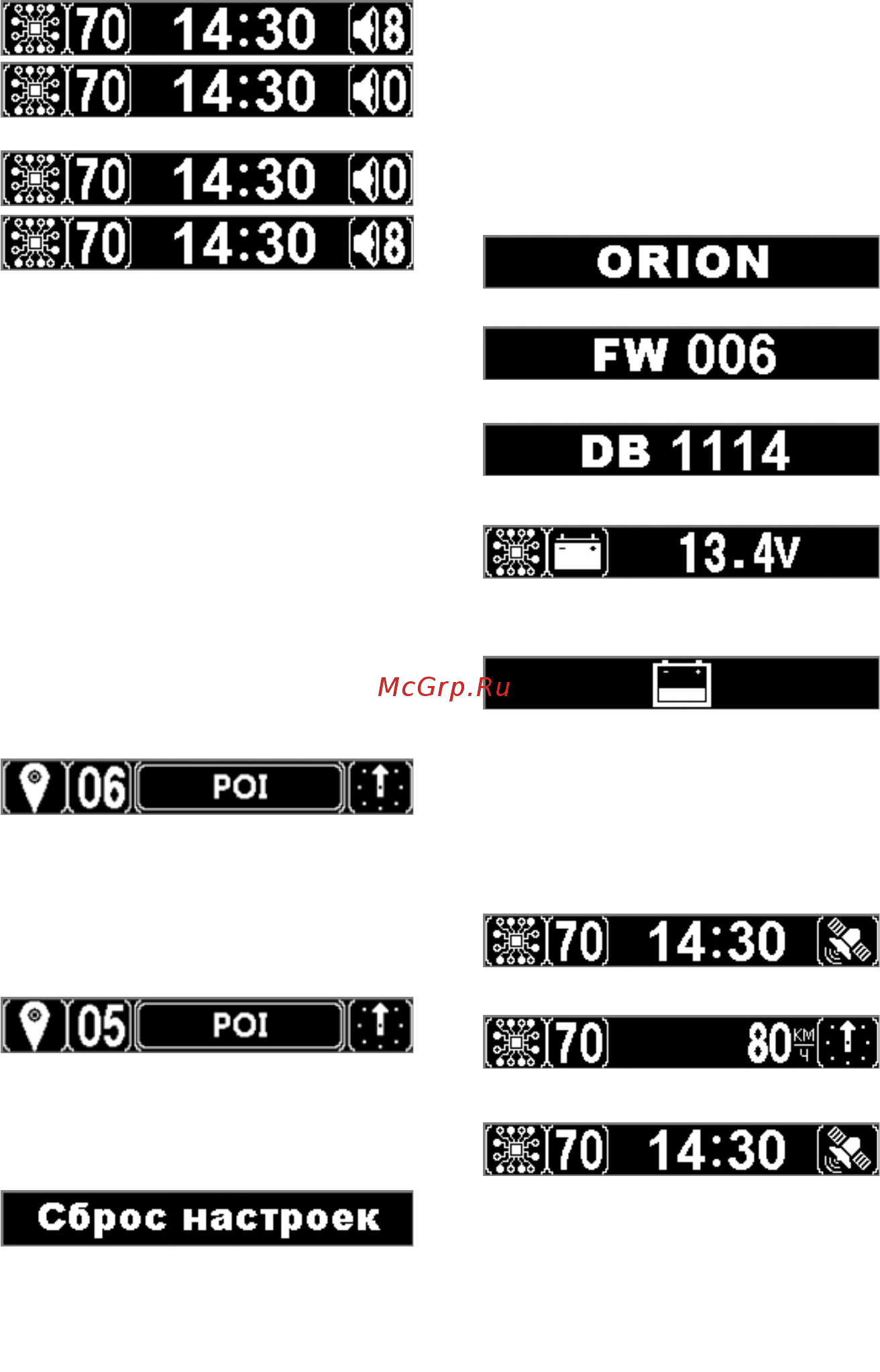 Orion RDO-G655Sig [8/16] Индикация дисплея