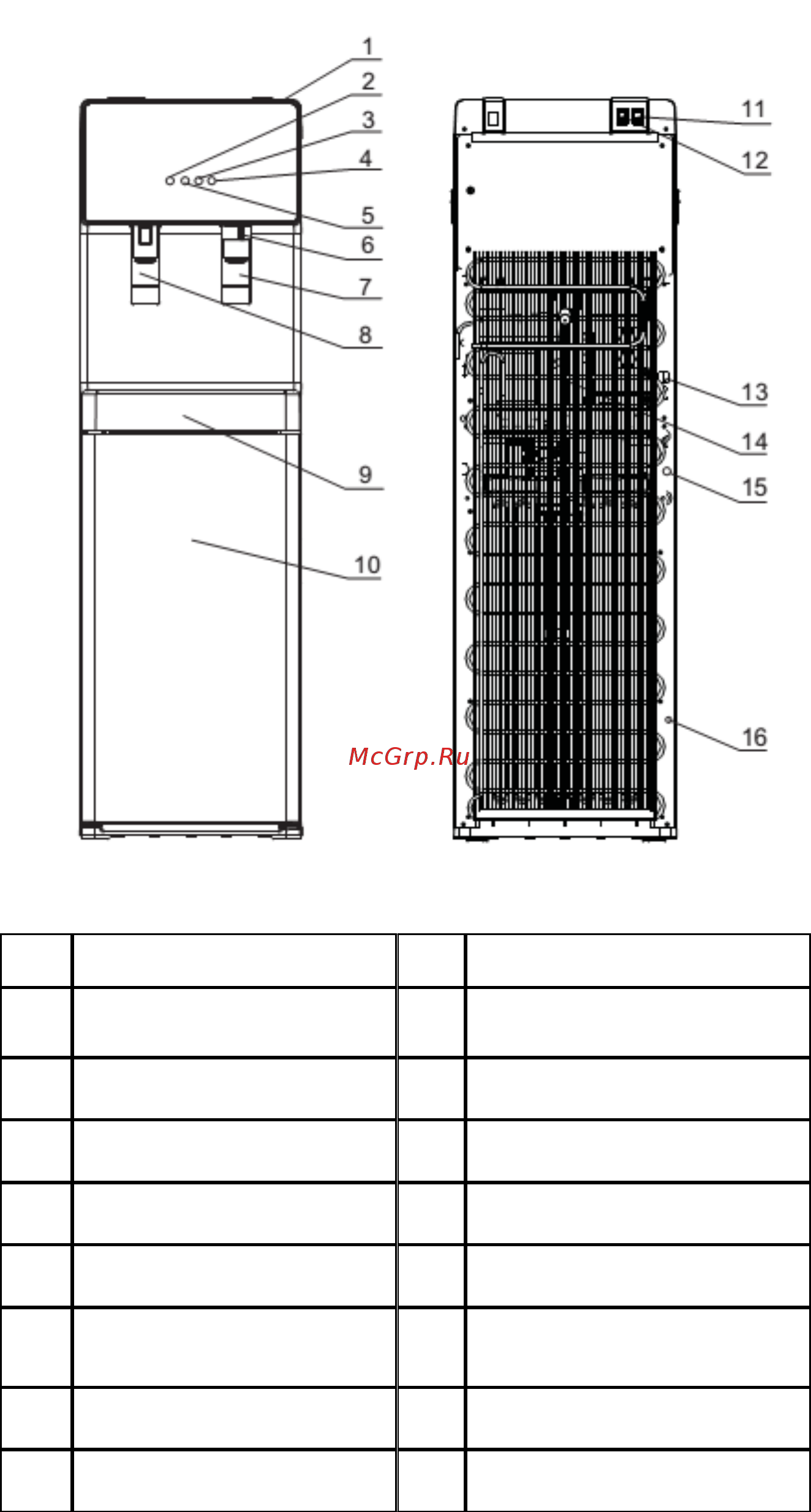 Vatten OV705WK + UF [3/12] Наименования компонентов водораздатчика