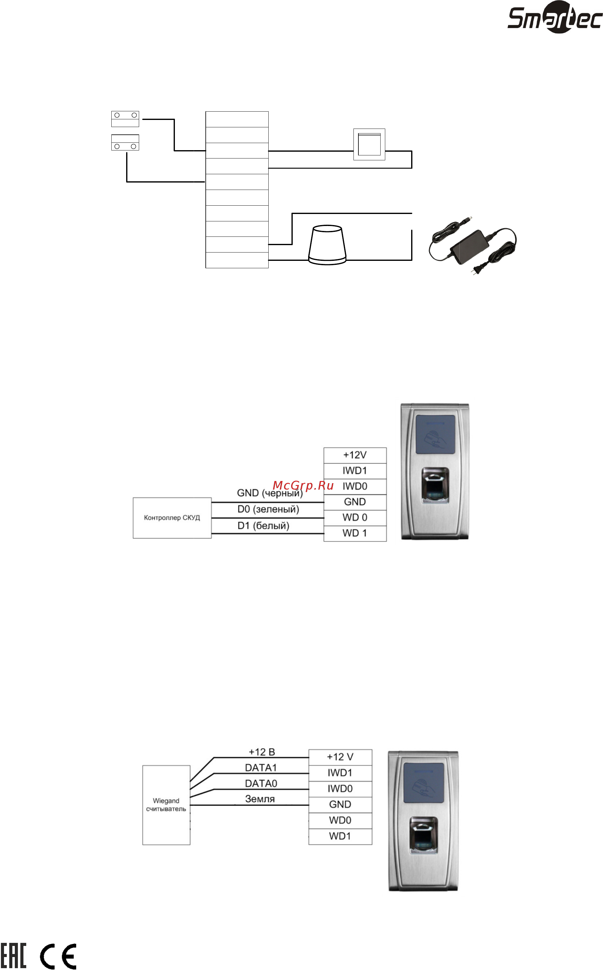 Smartec ST-FR020EM [11/29] Подключение кнопки выхода тревожного устройства
