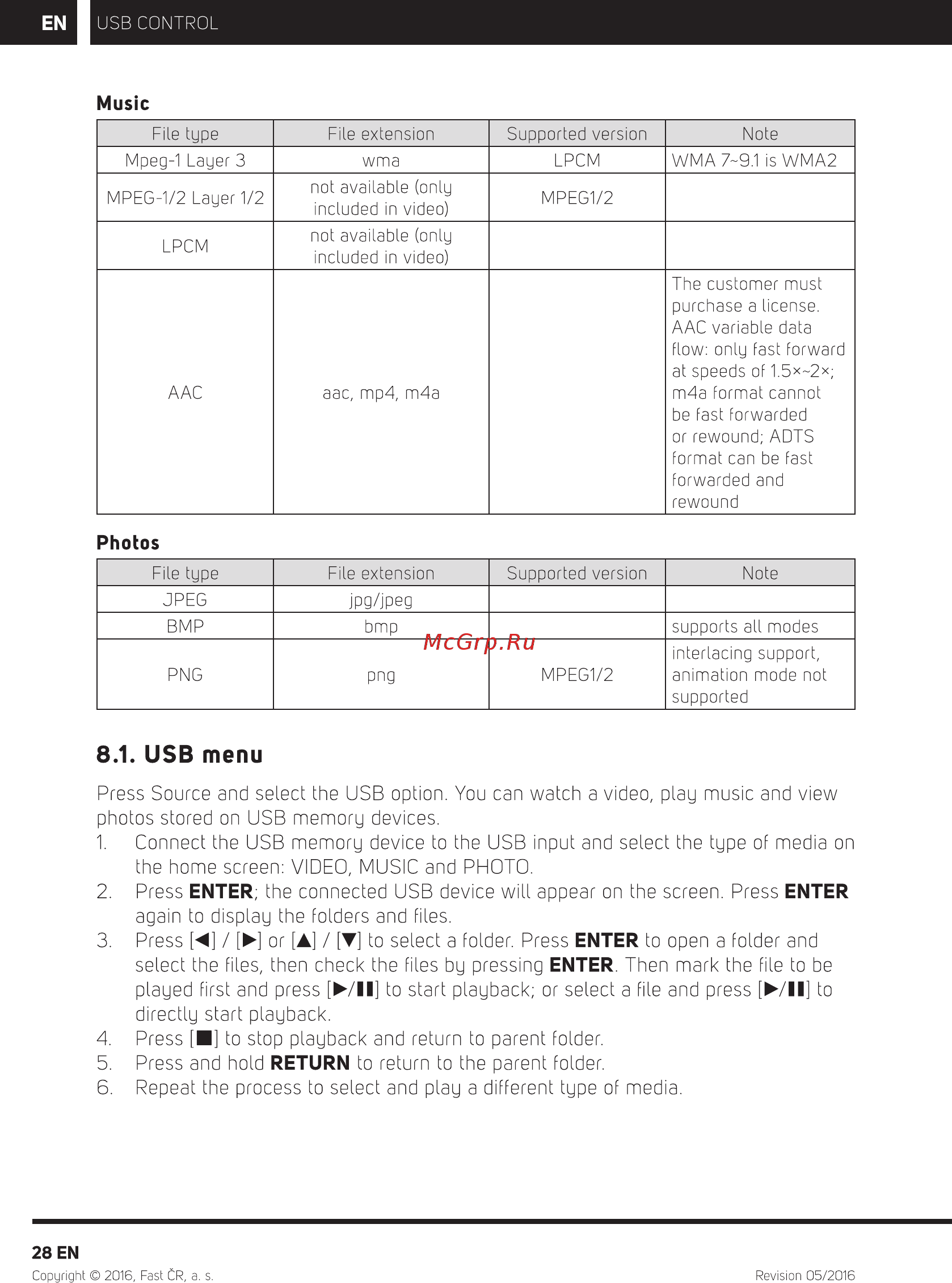 Sencor SLE 49F57TCS [29/40] Usb menu