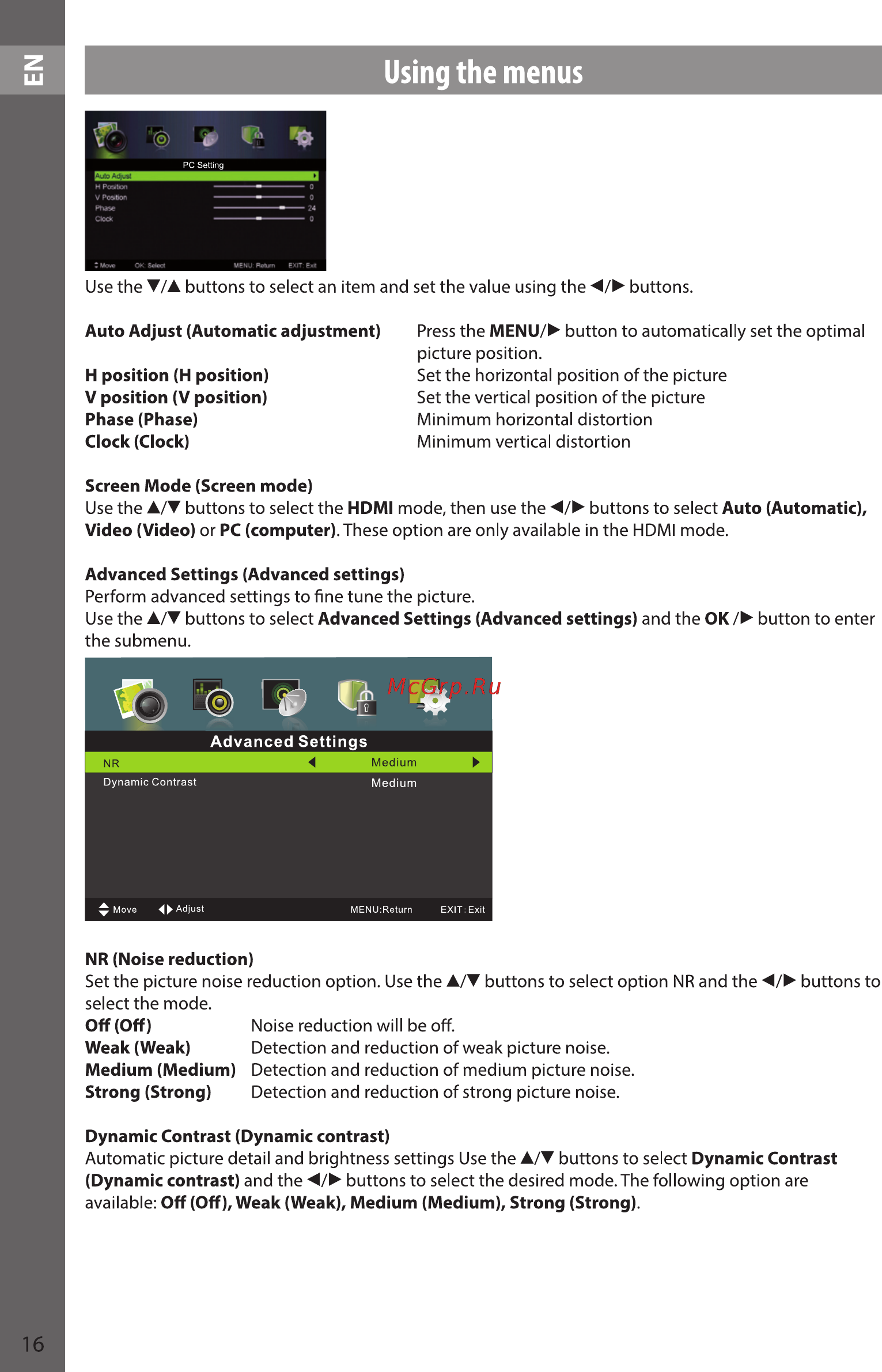 Sencor SLE 48F12 [16/37] Using the menus