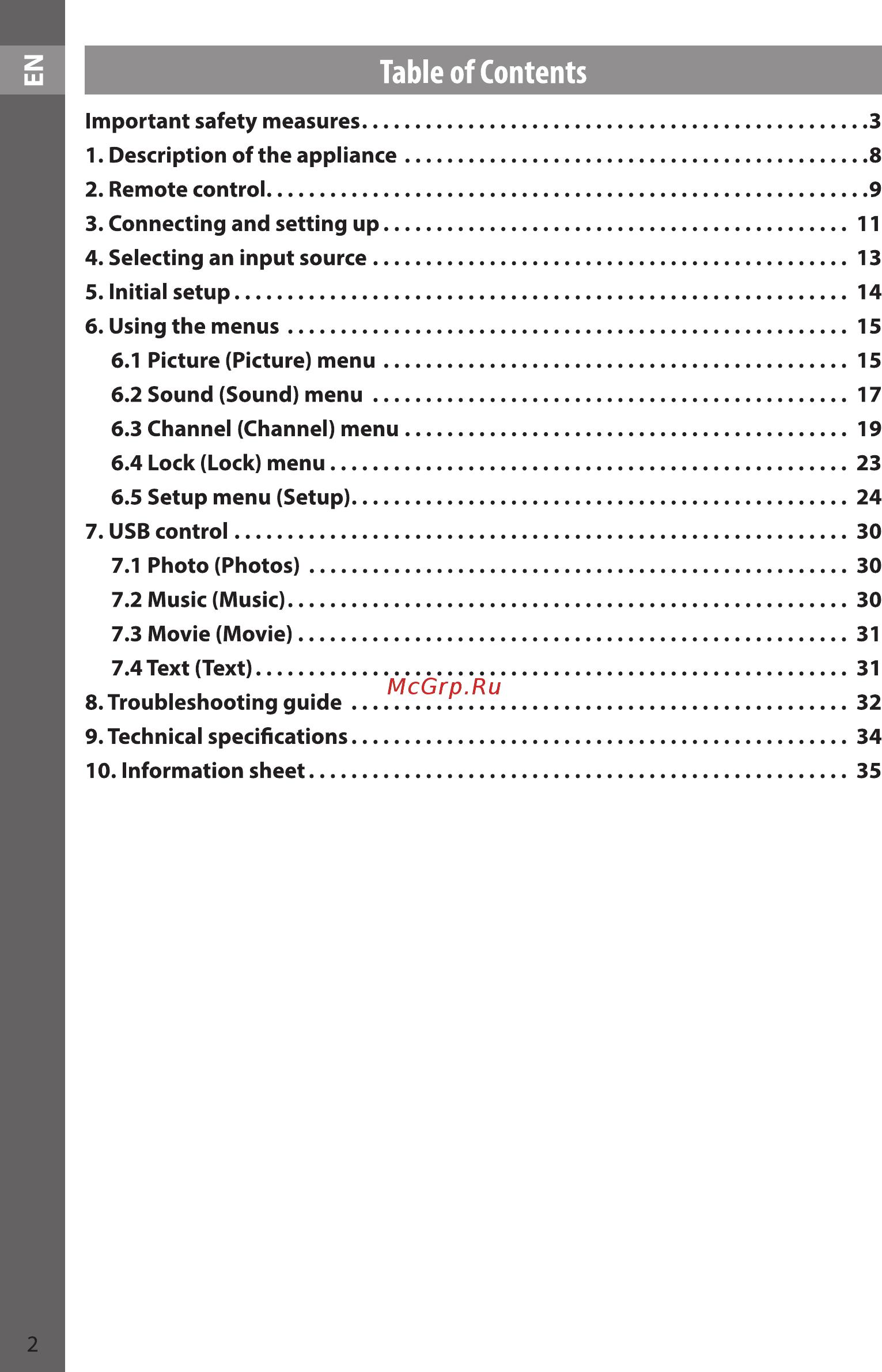 Sencor SLE 48F12 [2/37] Table of contents