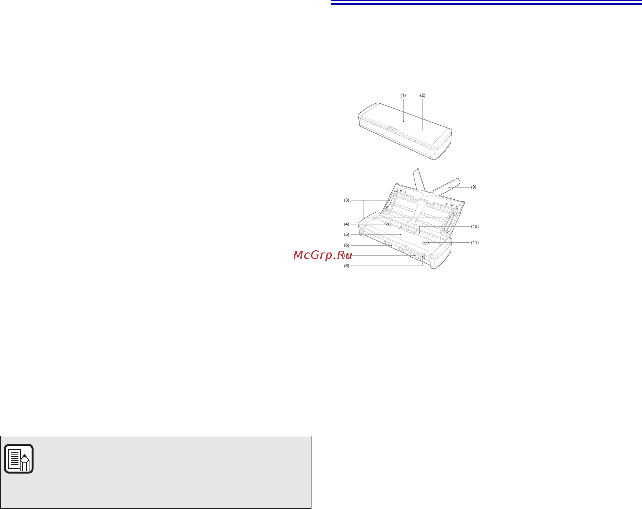 Canon imageFORMULA P-215II [7/119] Названия и назначение компонентов