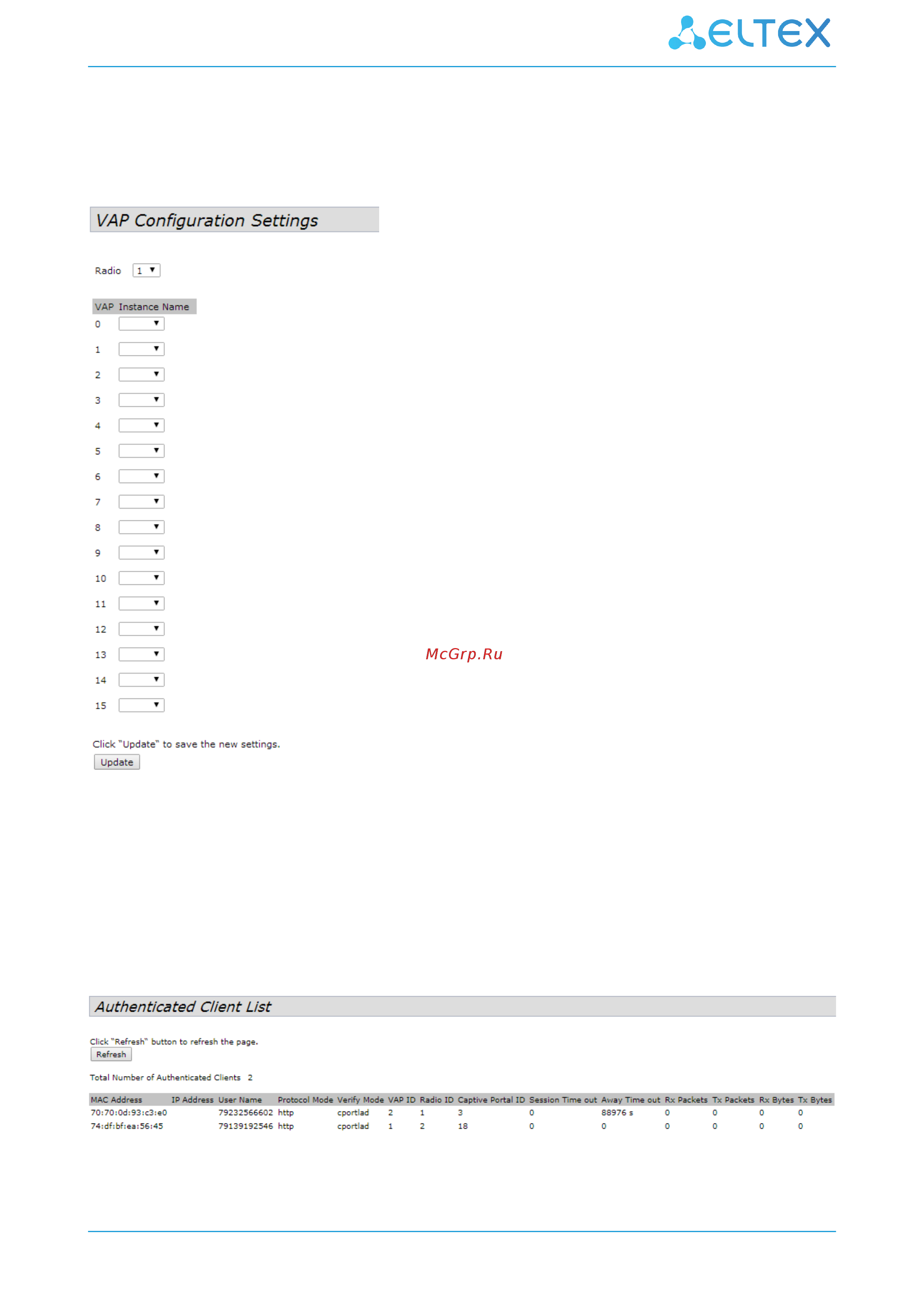 Eltex WEP-2ac [79/92] Подменю vap configuration