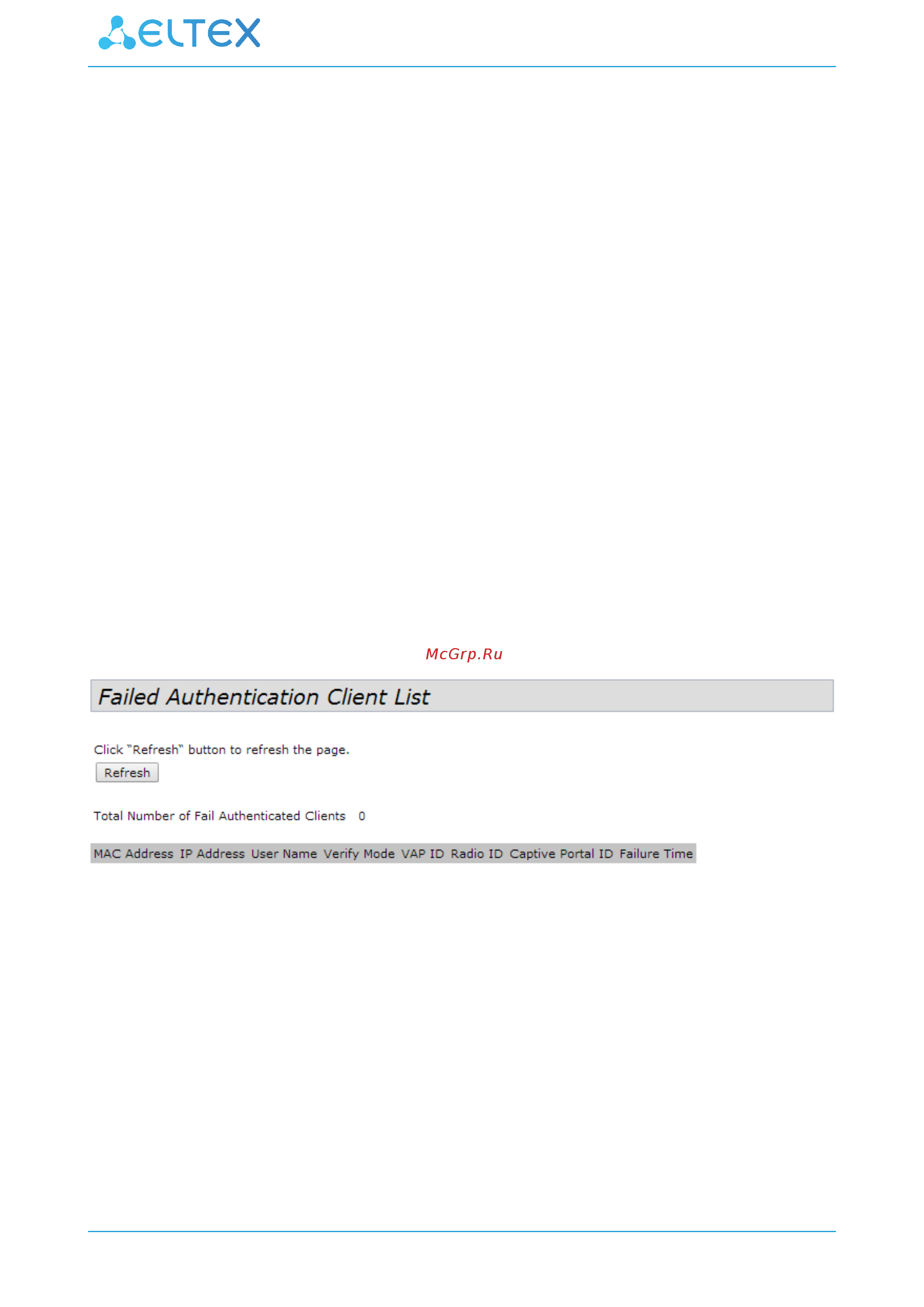 Eltex WEP-2ac [80/92] Подменю failed authentication clients