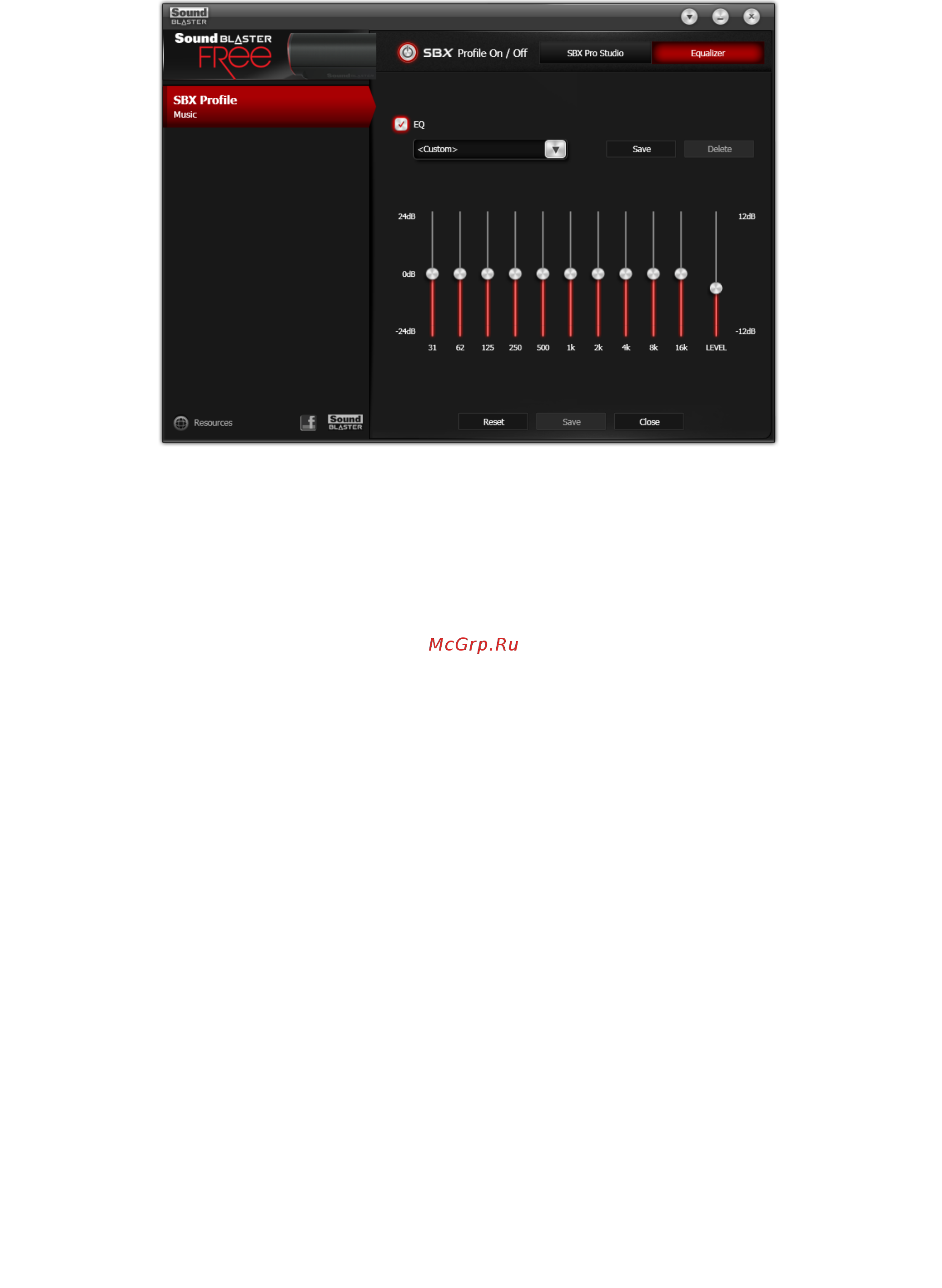 Creative Sound Blaster FRee черная [21/29] Настройки эквалайзера