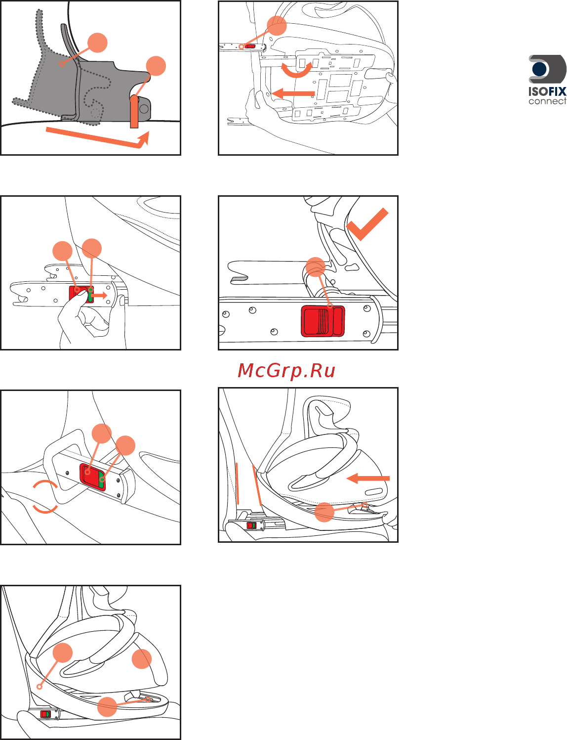 Cybex Pallas M-Fix Coffee Bean [11/96] Securing the child seat using the isofix connect system