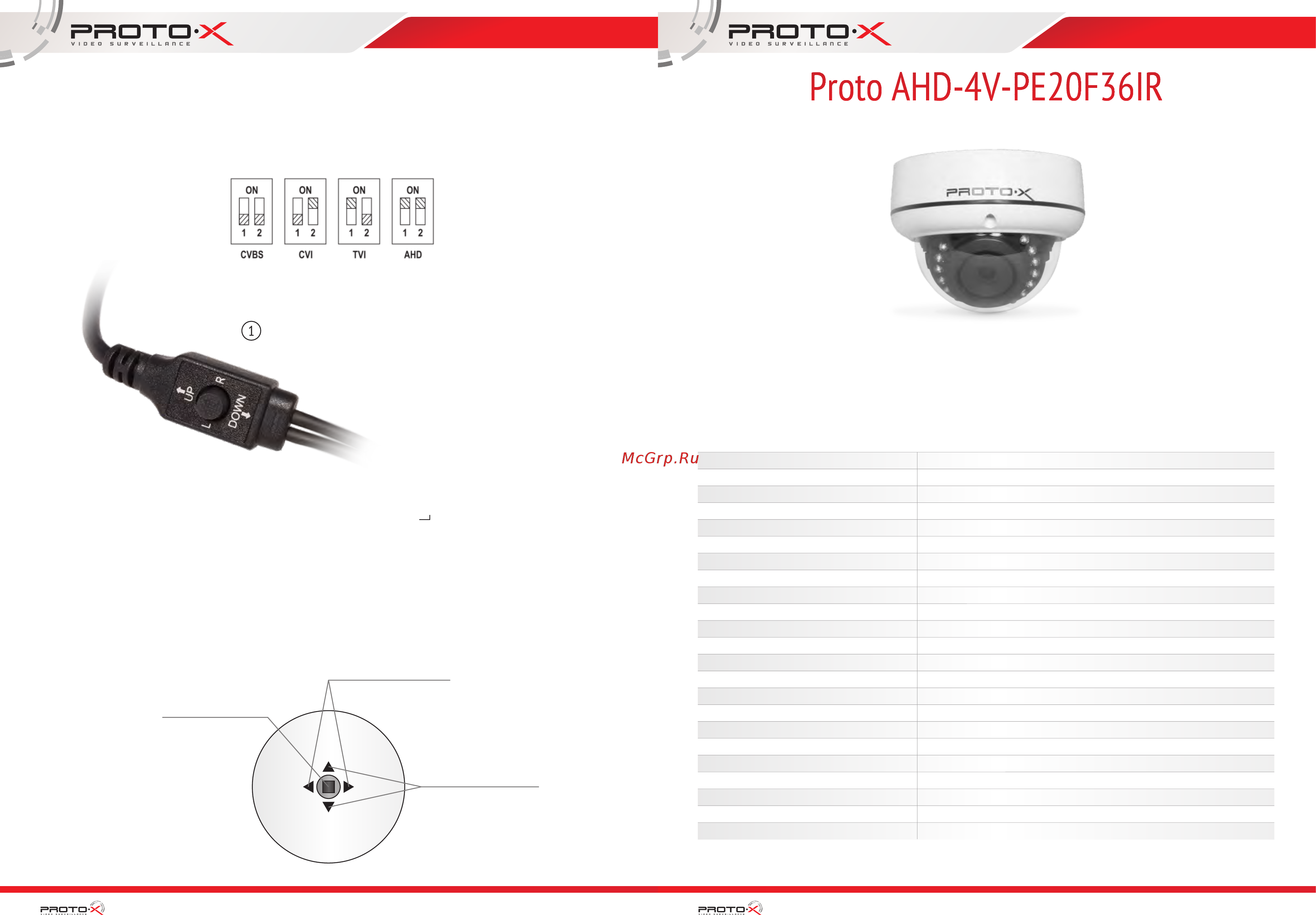 Proto-X Proto AHD-4V-PE20F36IR Паспорт онлайн
