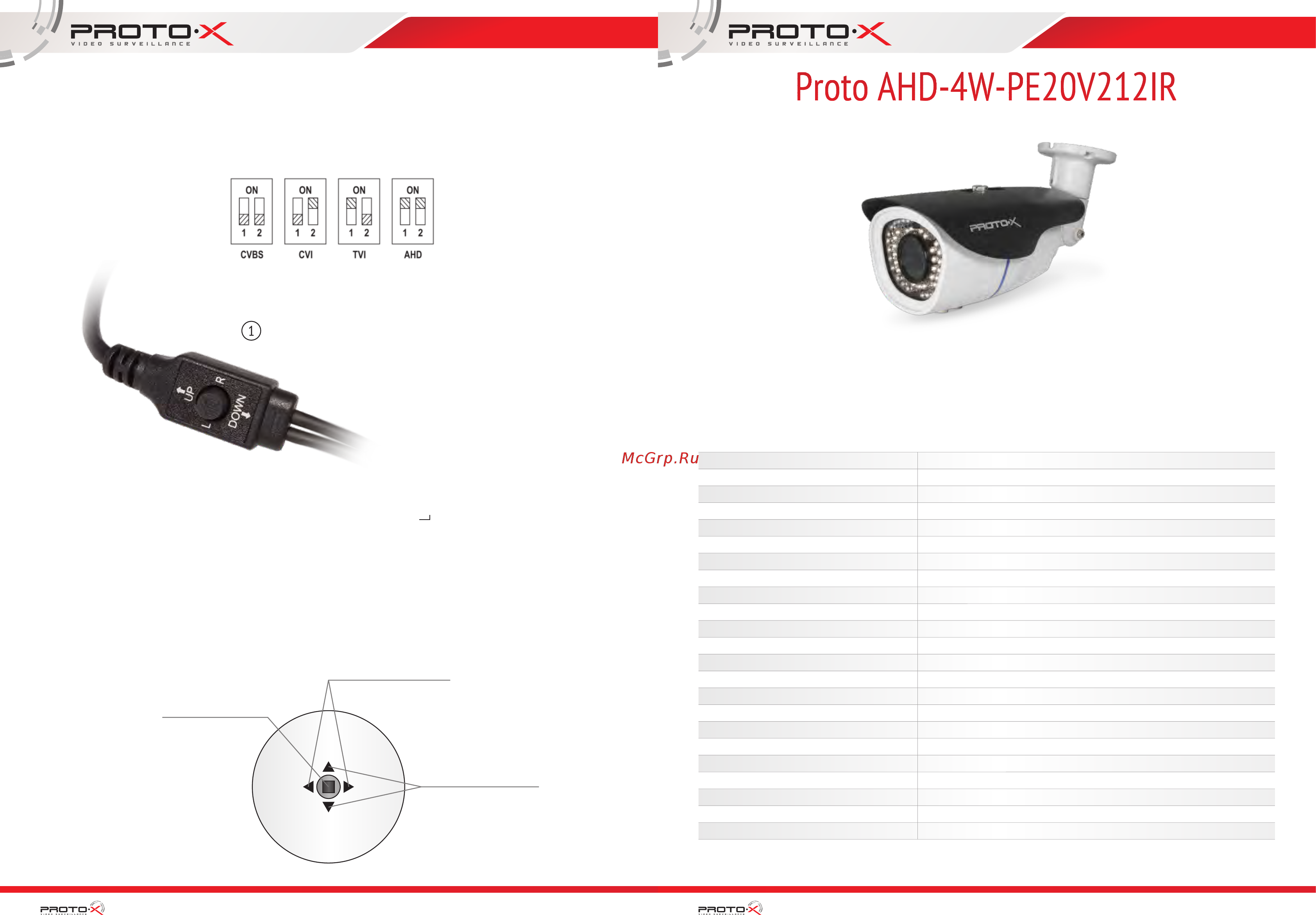 Proto-X Proto AHD-4W-PE20V212IR Паспорт онлайн
