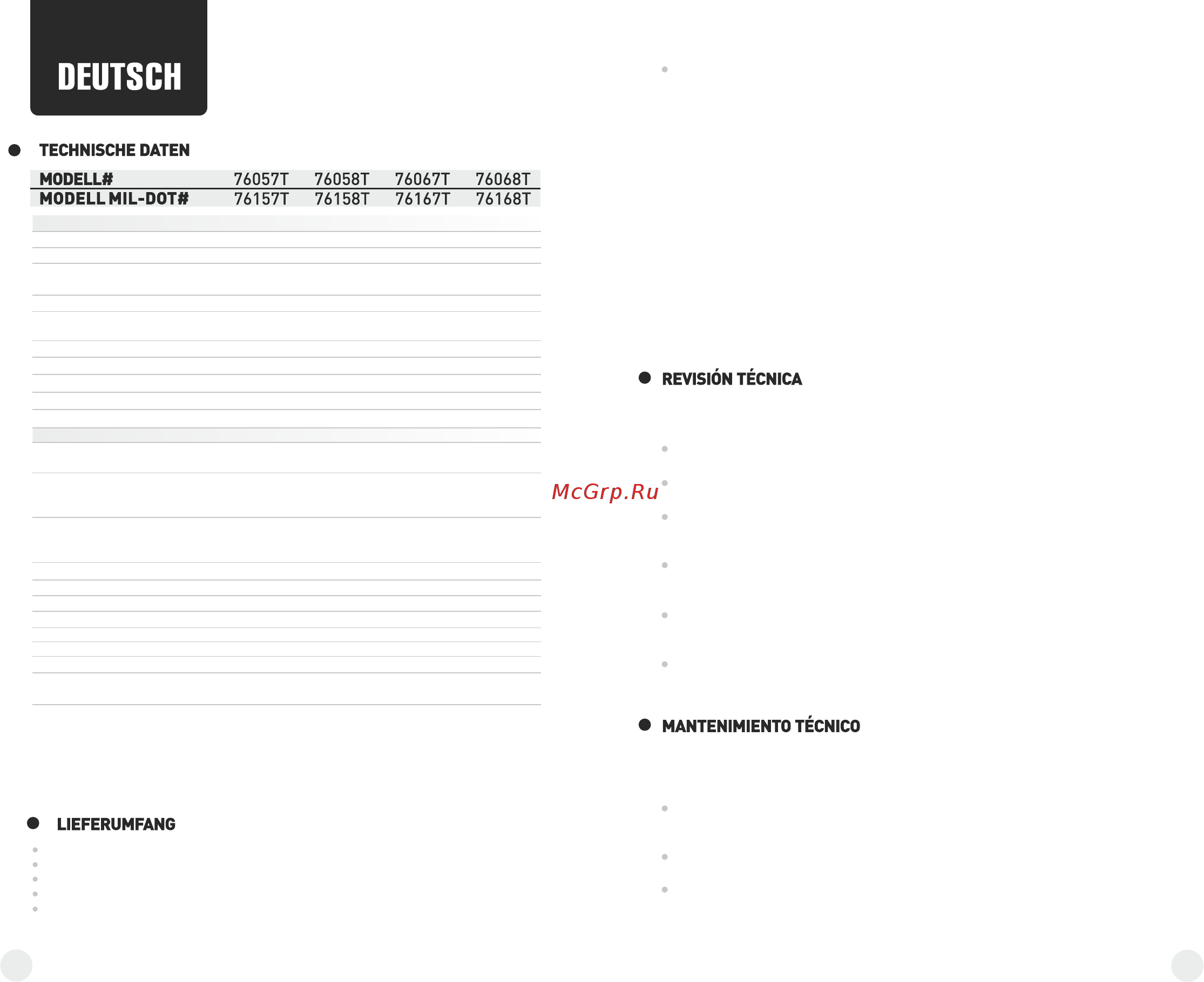 Pulsar Phantom 3x50 BW [26/34] Detalles sobre el uso de la retícula mil dot tablas de referencia calculadores etc se puede encontrar sobre las referencias en inglés http www mildot com http www mil dot com mil_dot_user_guide htm http www shooterready com mildot swf