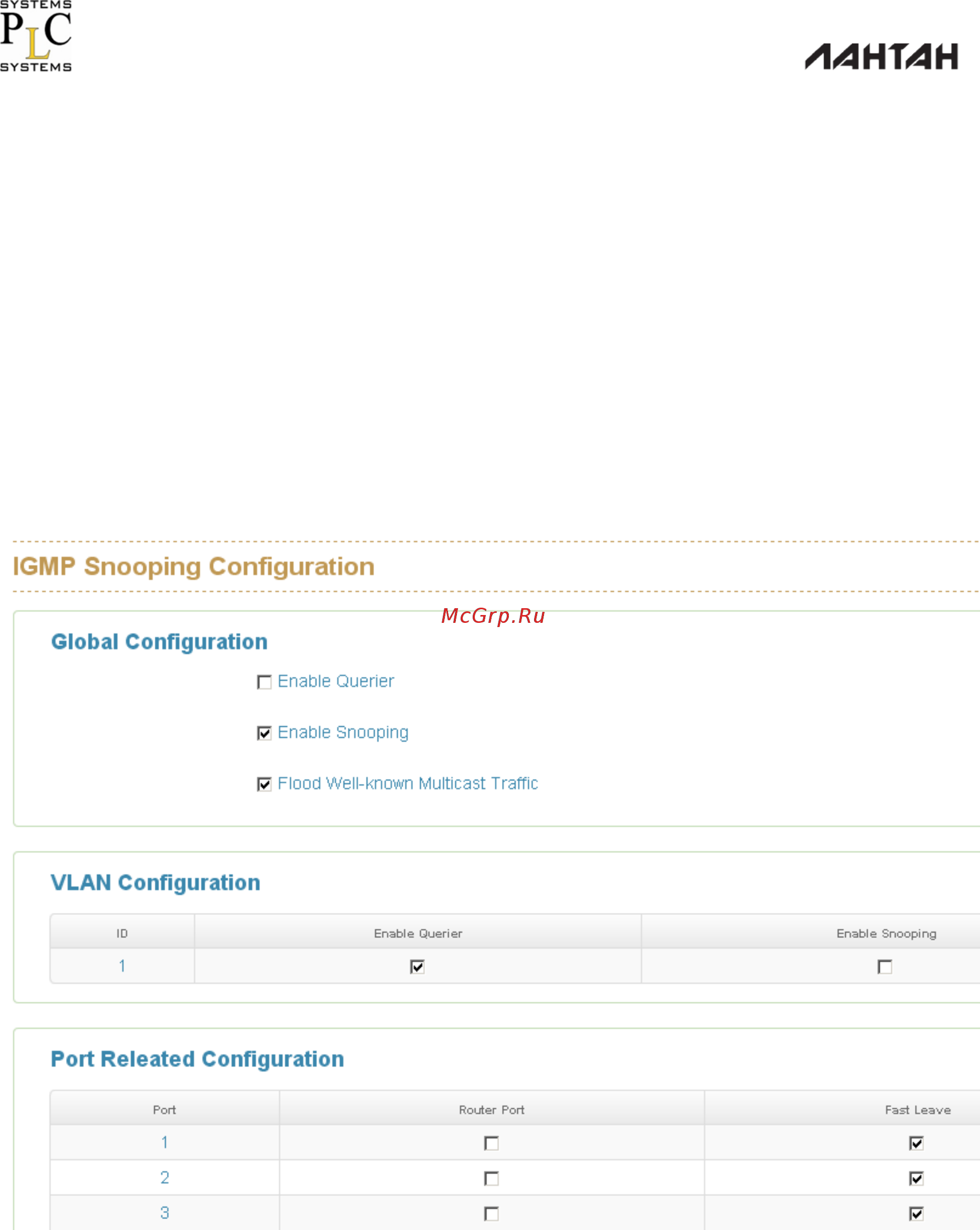 Лантан SD-5416-G-DS [72/105] Слежение за трафиком igmp snooping