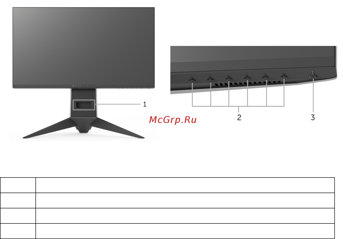 Dell Alienware AW2518H [8/51] Identifying parts and controls