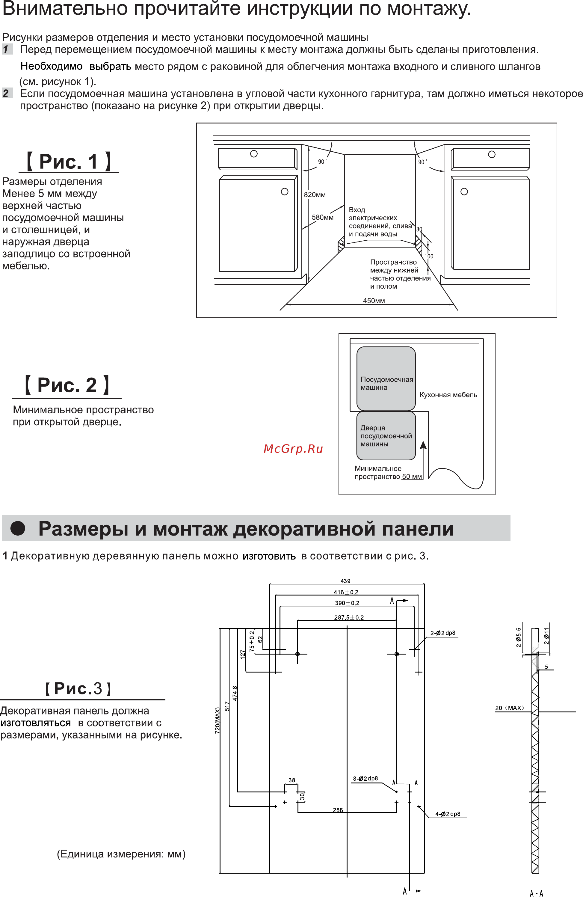 Ginzzu DC408 [19/29] Размеры и монтаж декоративной панели