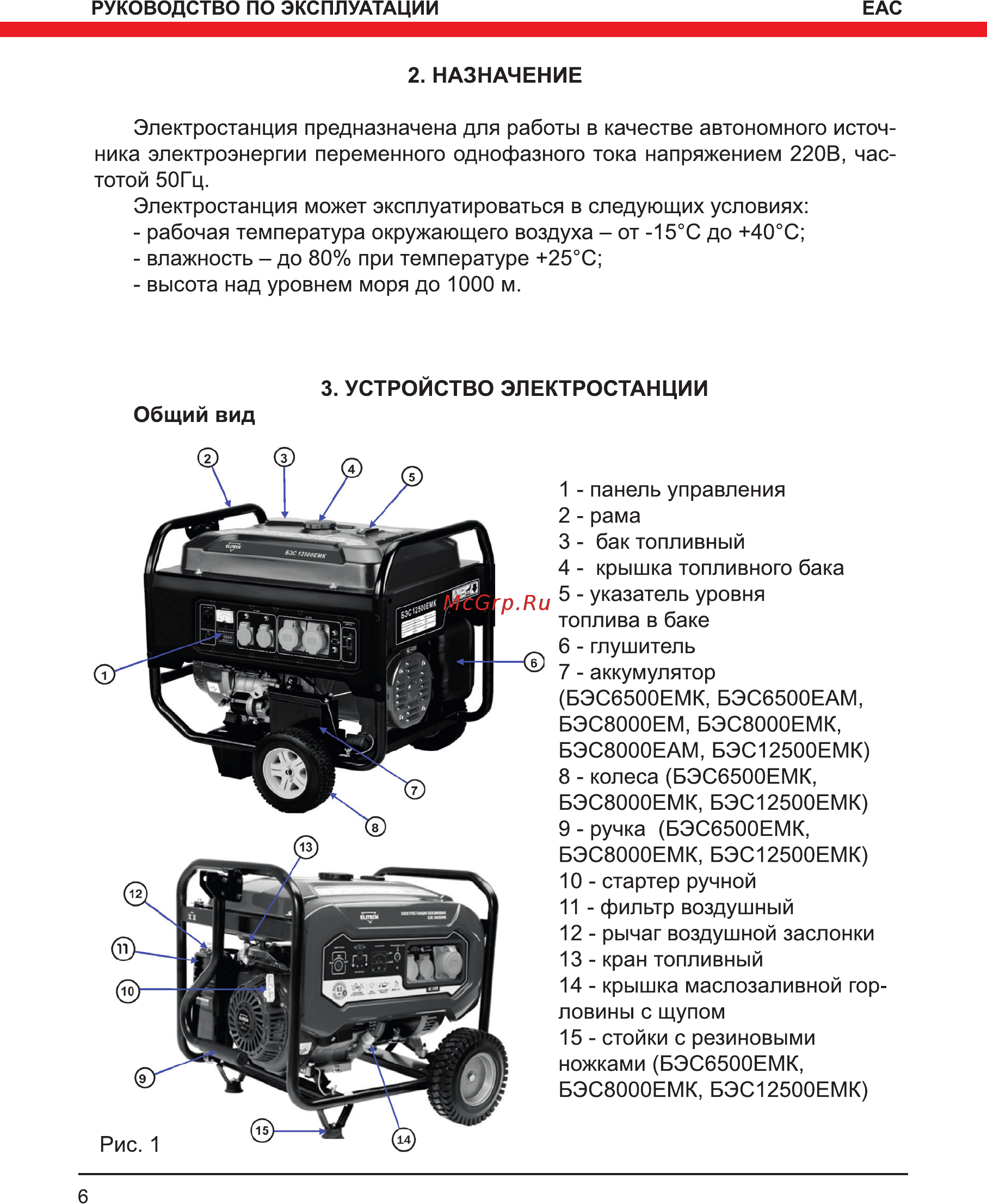 Elitech БЭС 6500ЕМK Инструкция по эксплуатации онлайн [6/36] 269251