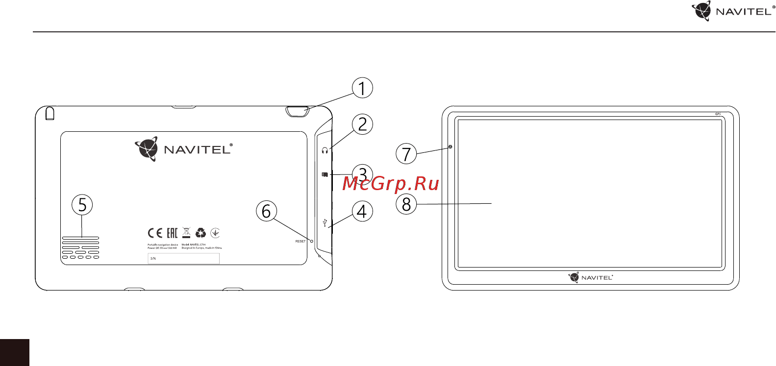 Navitel E700 [172/235] Componentele dispozitivului