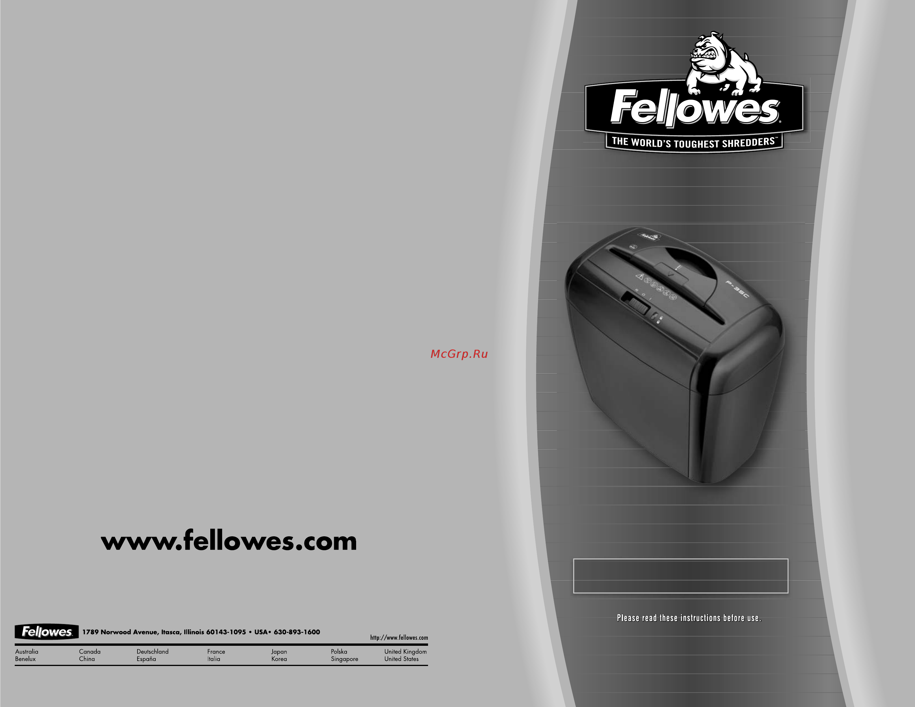 Fellowes Powershred P-35C Инструкция по эксплуатации онлайн