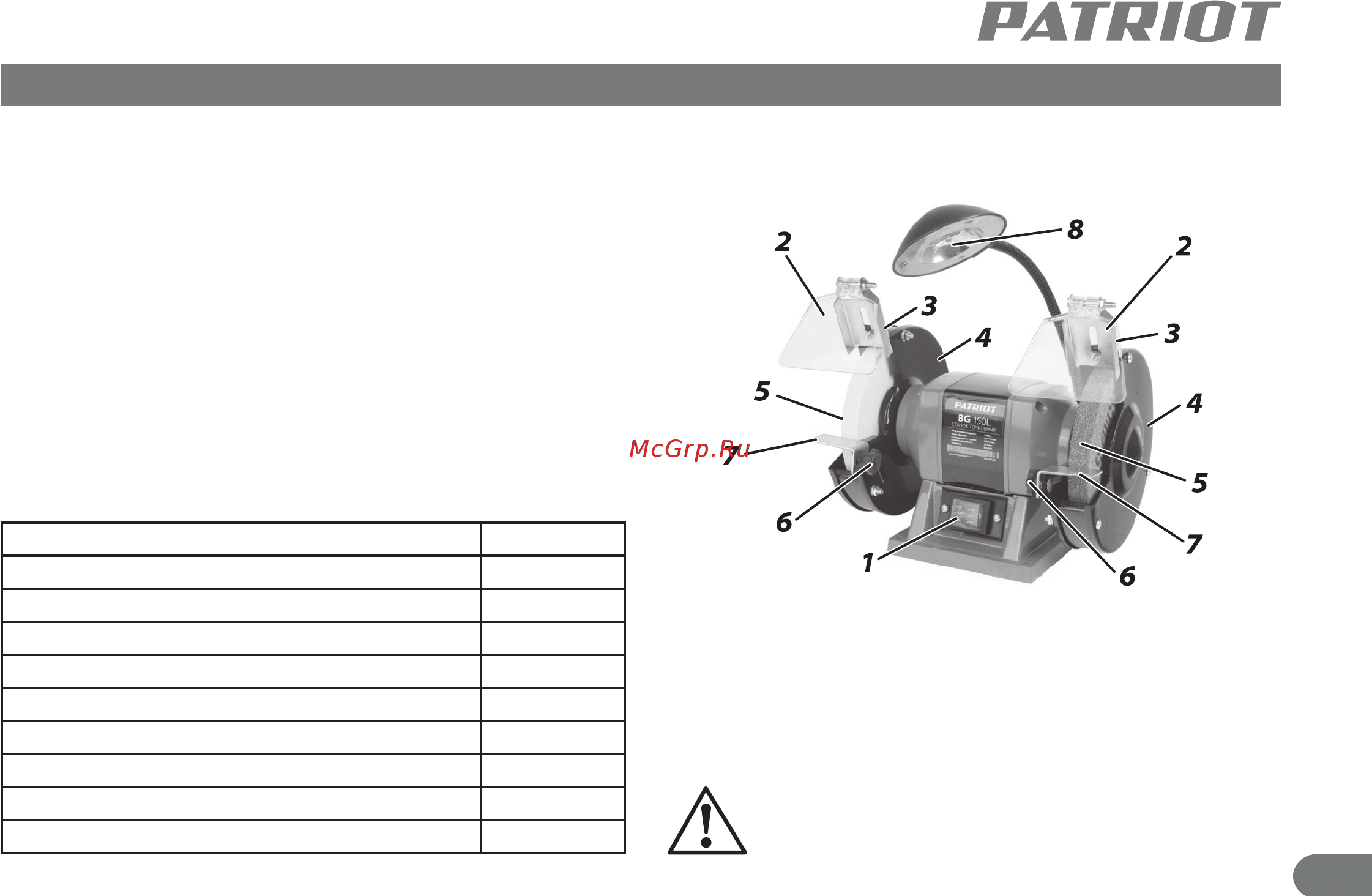 Patriot BG 150L [4/12] Внимание внешний вид и устройство инструмента могут отличаться от представленных в инструкции