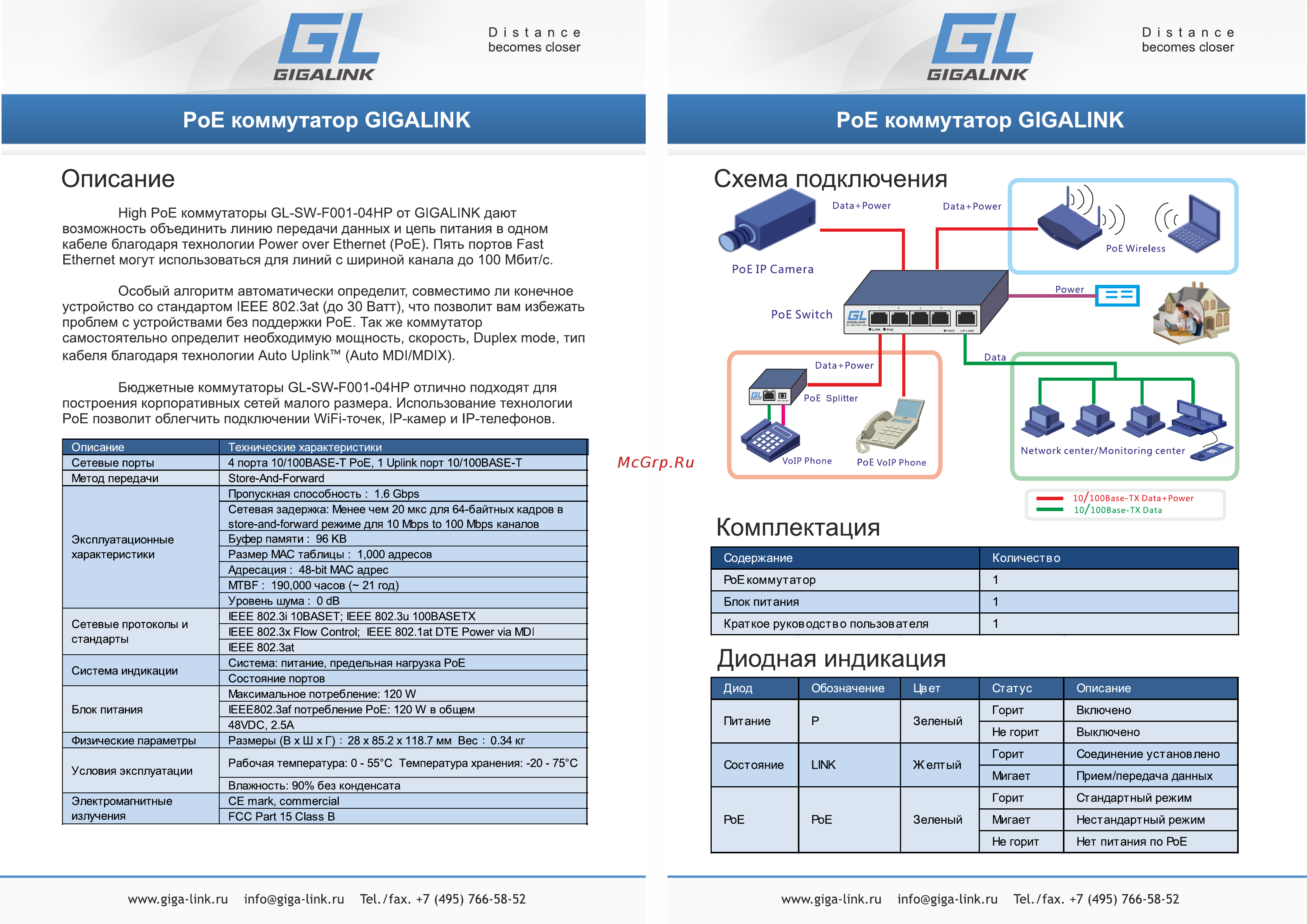 Gigalink GL-SW-F001-04HP [2/2] Построения корпоративных сетей малого размера использование технологии рое позволит облегчить подключении wifi точек ip камер и ip телефонов