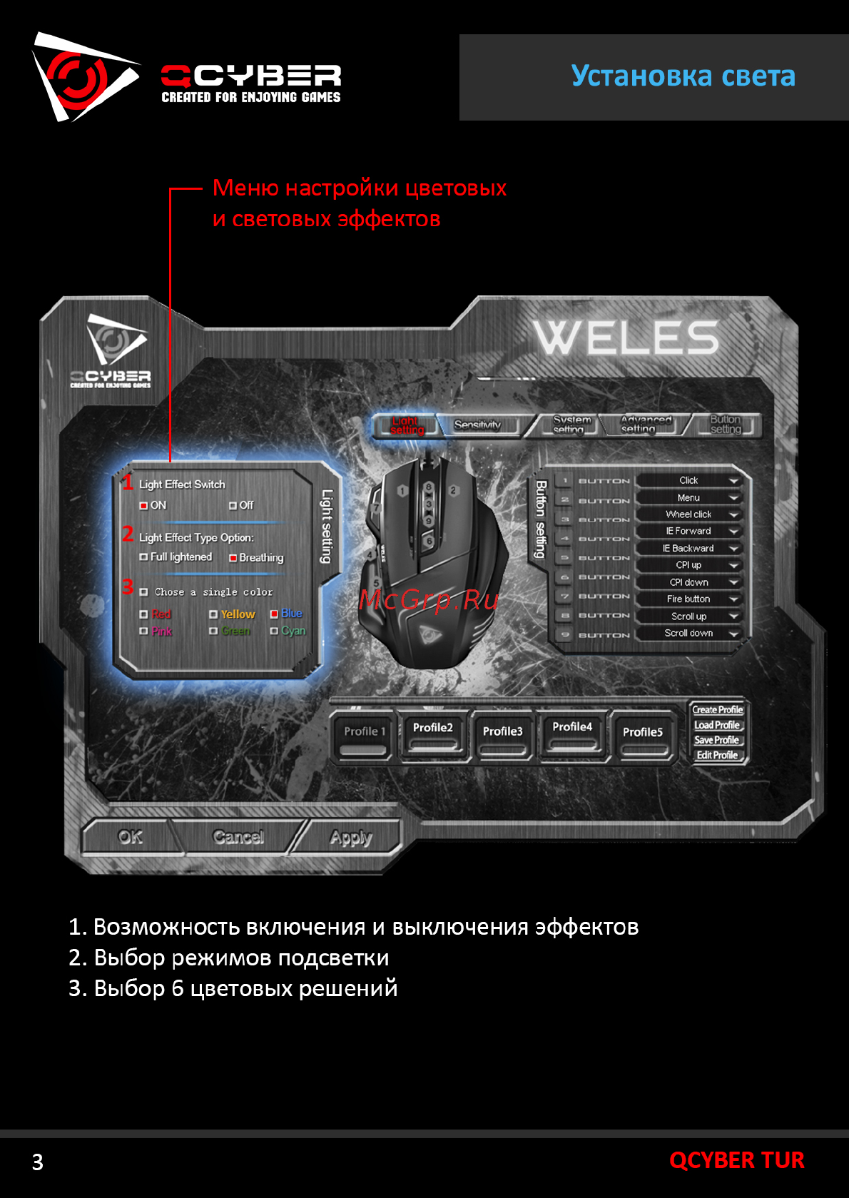 Qcyber WELES [4/20] Установка света