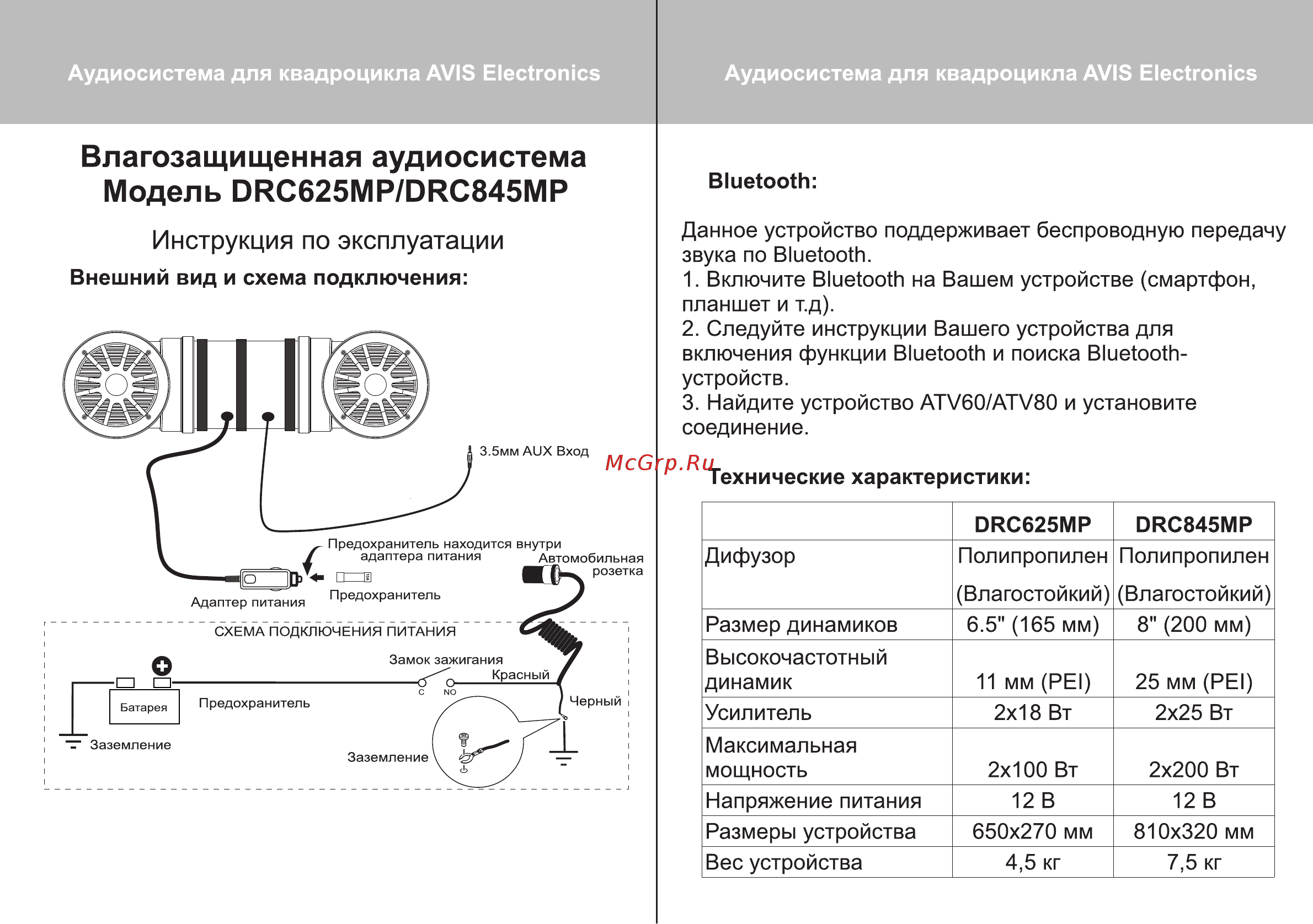 Avis Electronics DRC845MP Инструкция по эксплуатации онлайн