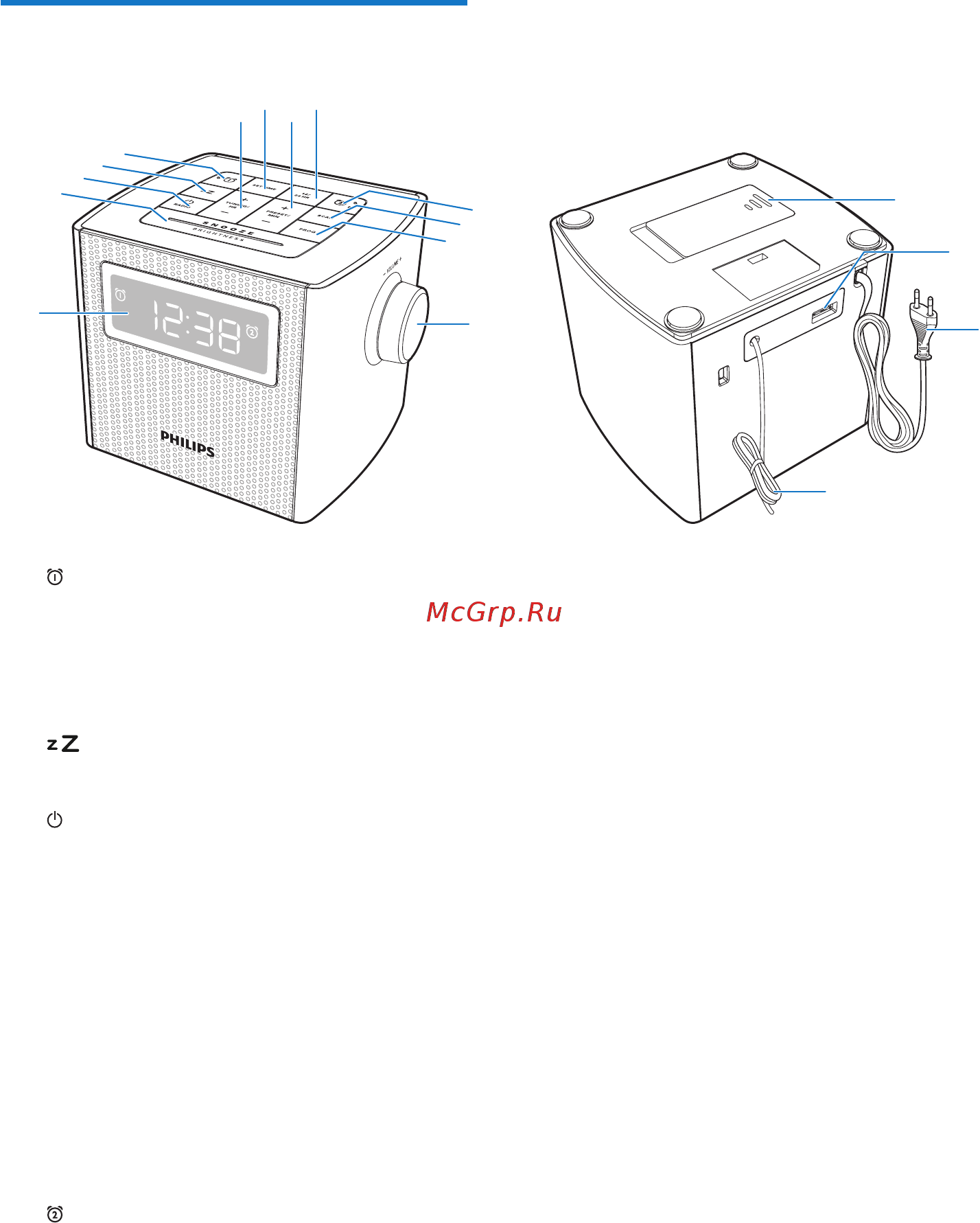 Philips AJ4300B/12 [6/14] Описание радиочасов