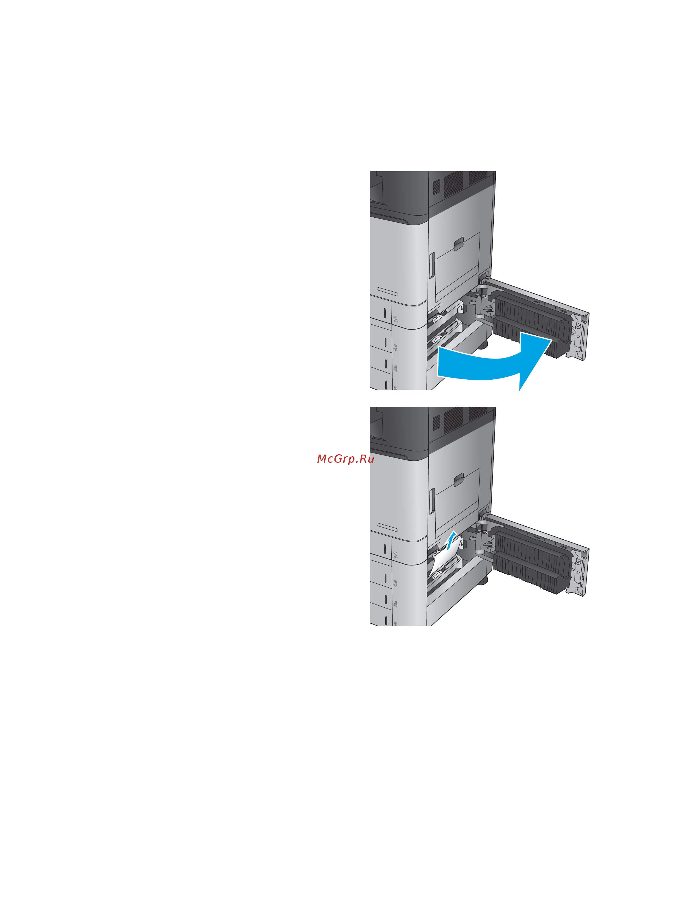 HP Color LaserJet Enterprise flow MFP M880z [135/212] Устранение замятий в устройстве подачи на 3 x 500 листов и в области правой нижней дверцы