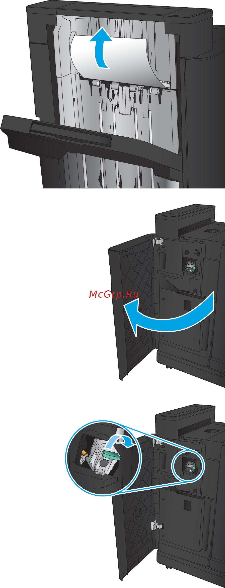 HP LaserJet Enterprise flow MFP M830z [162/206] Удаление поврежденных скрепок 1