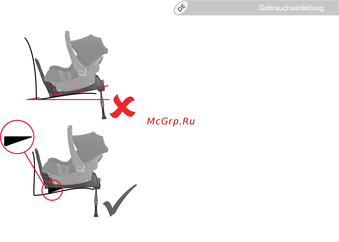 Britax Roemer BABY-SAFE ISOFIX BASE [30/139] Verwendung des neigungsadapters