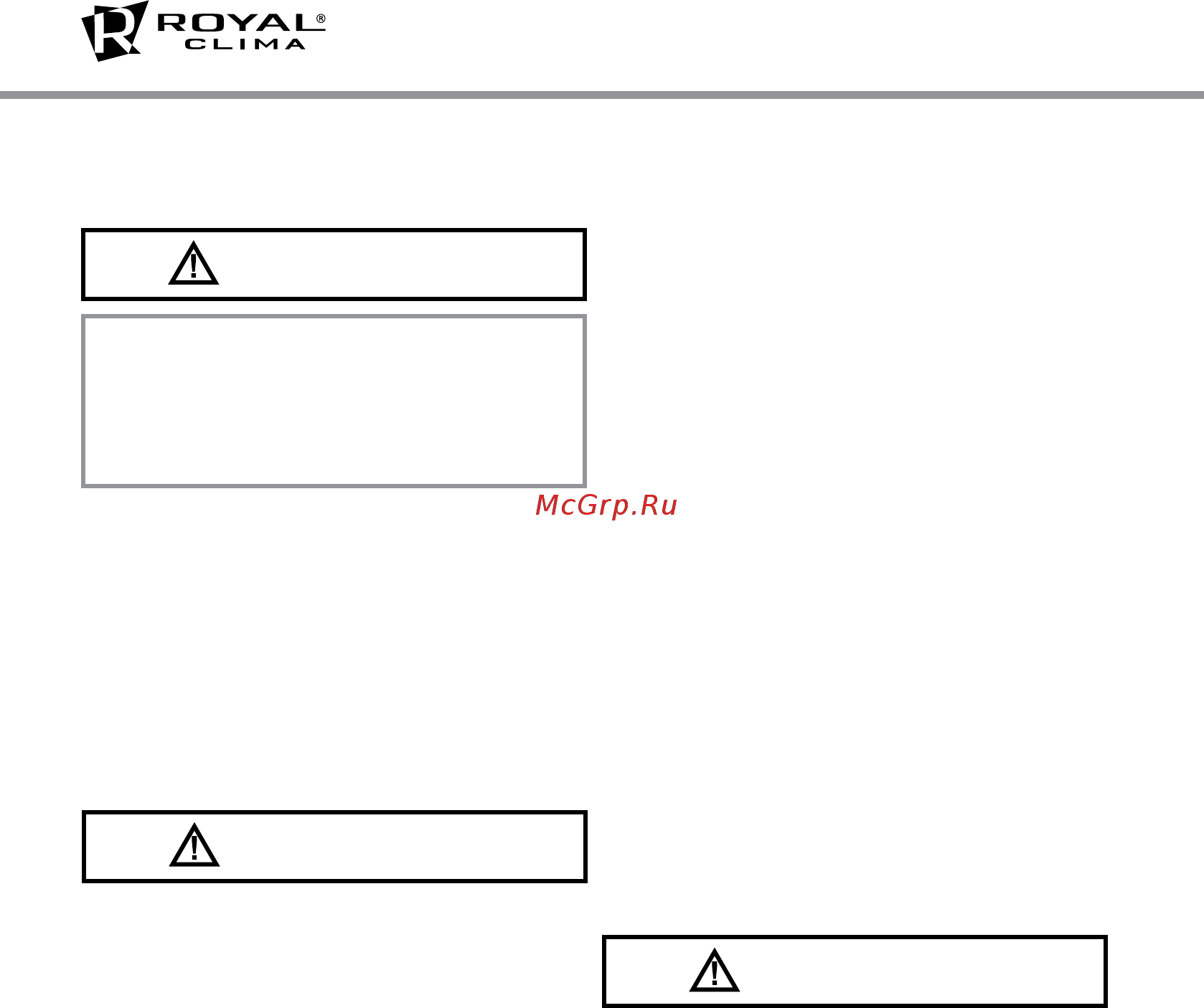 Royal Clima MULTI VELA Chrome Inverter RCI-VM18HN/IN [16/20] Внимание