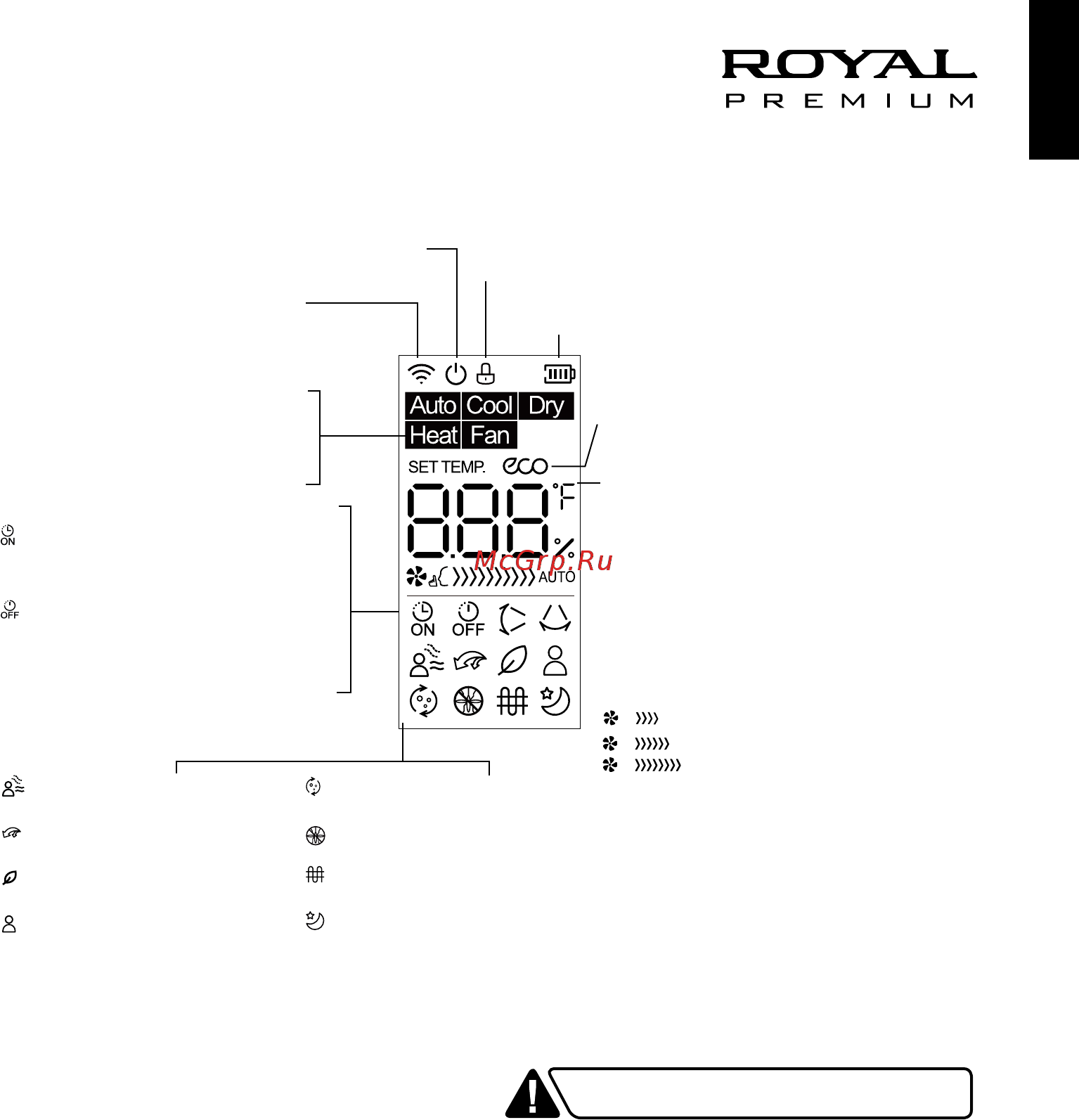 Royal Clima ROYAL PREMIUM PACR-C14HPN1 [7/24] Управление кондиционером