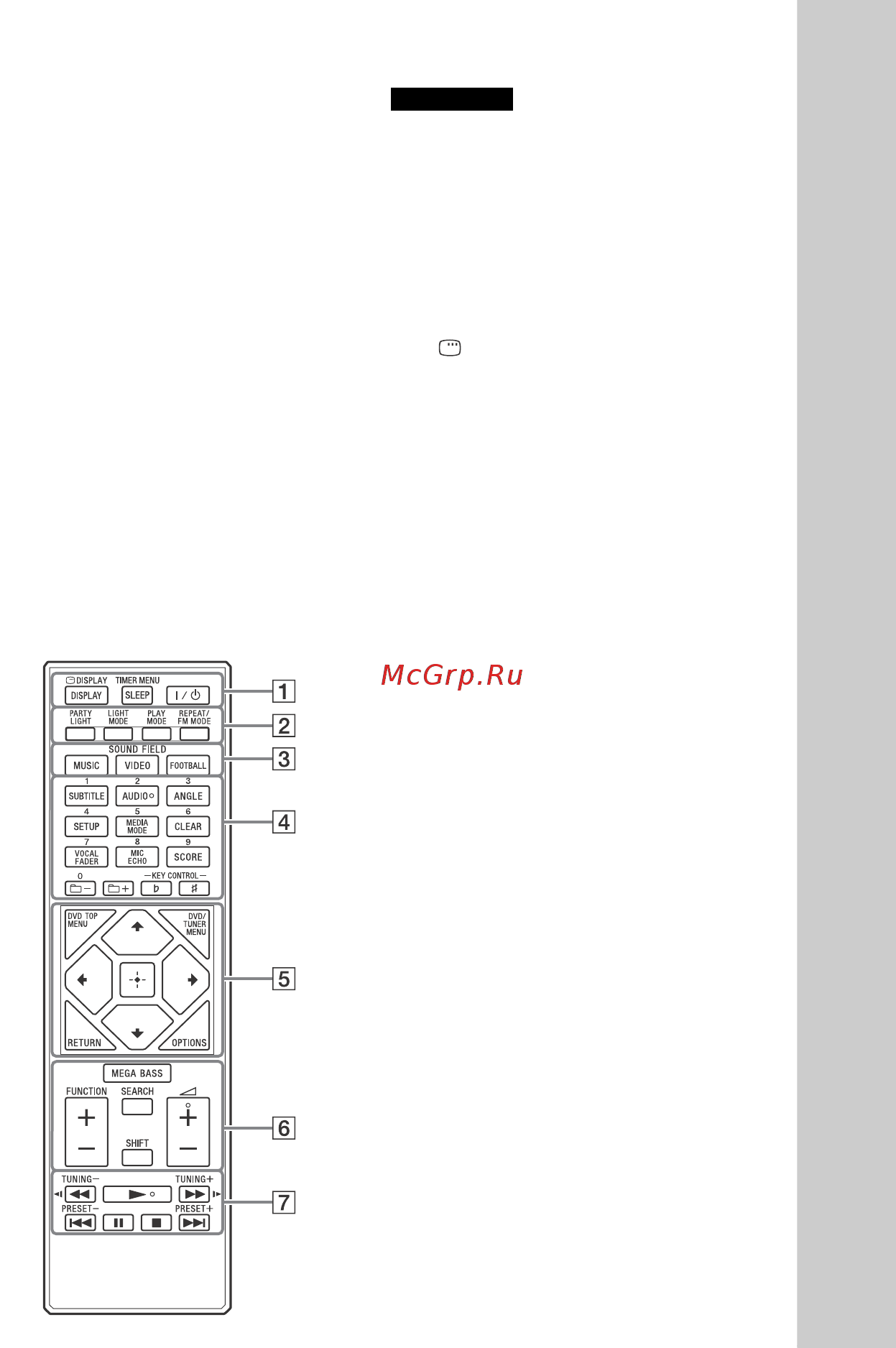 Sony SHAKE-X1D [15/144] Пульт дистанционного управления
