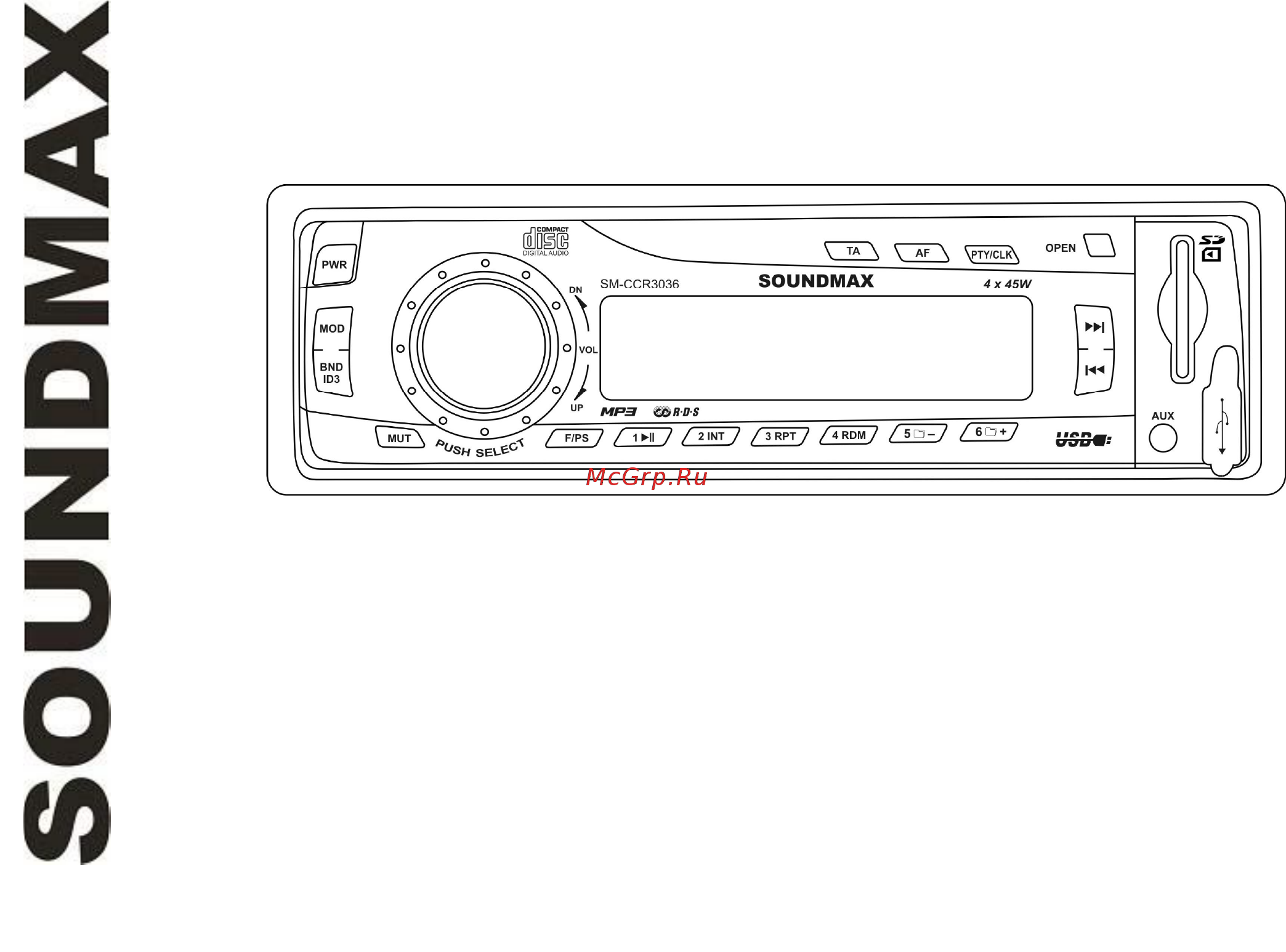 Soundmax SM-CCR3036 Black Инструкция по эксплуатации онлайн