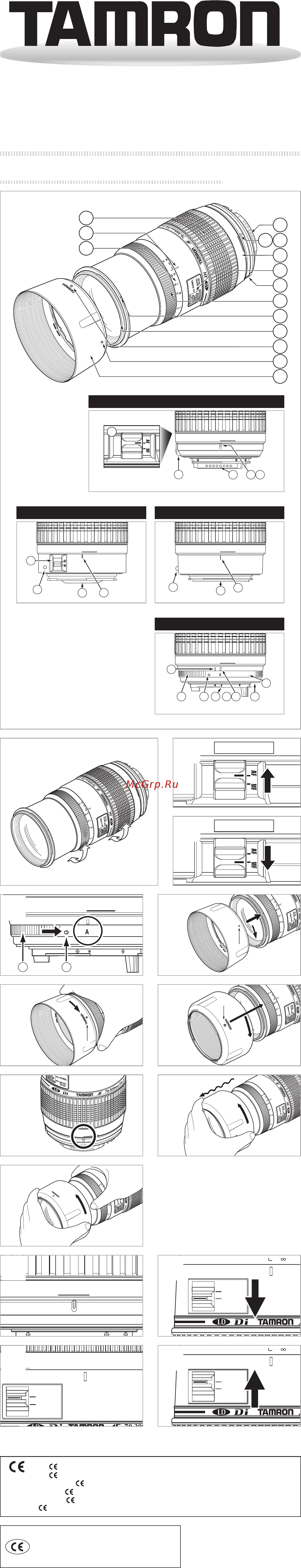 Tamron AF 70-300mm F/4-5.6 Di Macro 1:2 Canon (A17E) Инструкция по эксплуатации онлайн