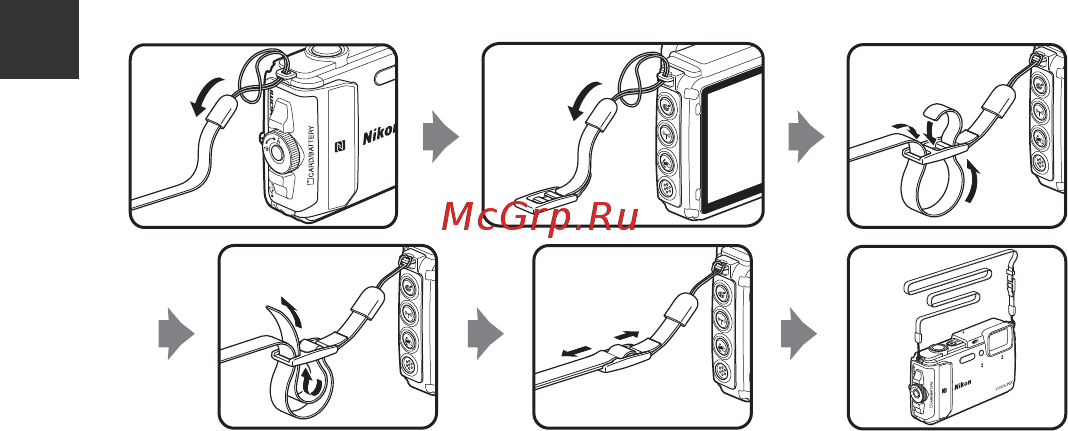 Nikon Coolpix AW130 Orange [4/232] Прикрепление ремня фотокамеры для наземного использования