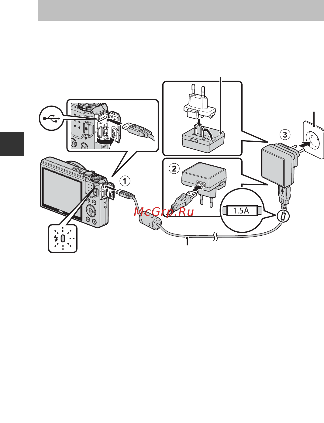 Nikon Coolpix S7000 Black [28/180] Отсоедините сетевое зарядное устройство от розетки затем отсоедините usb кабель