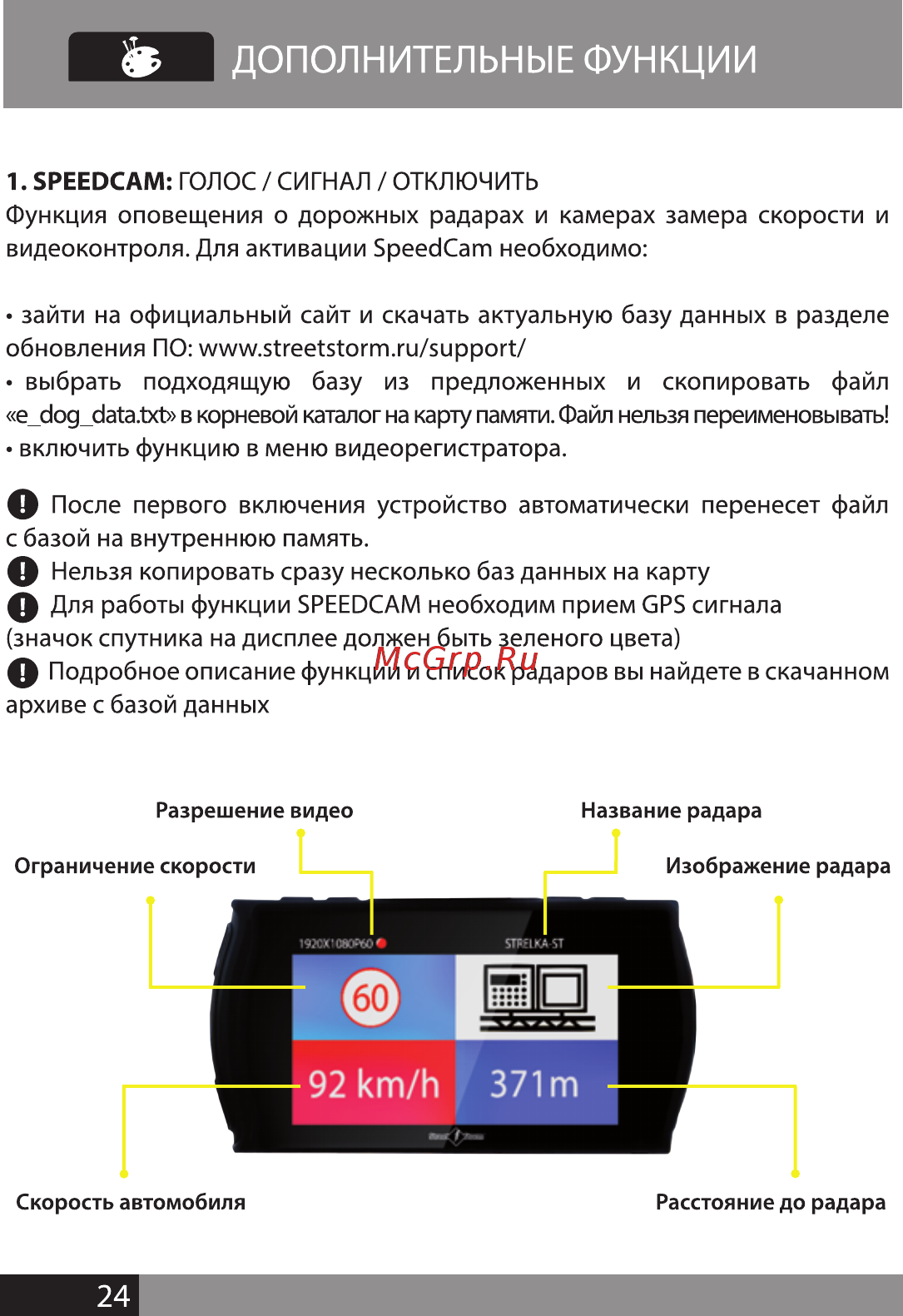 Street Storm CVR-A7810-G PRO [23/34] Дополнительные функции