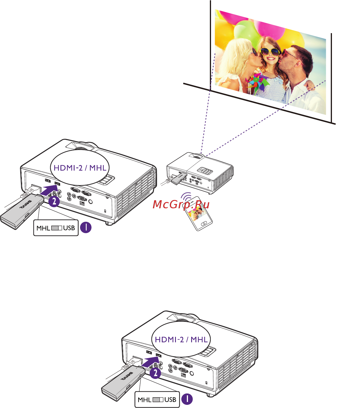 Benq MH684 9H.JE977.23E БЕЛЫЙ [19/76] Как настроить проектор mh684 с помощью аппаратного ключа qcast для трансляции видео