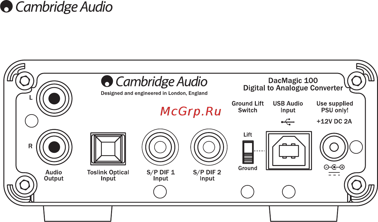 Cambridge Audio Azur DacMagic 100-B [12/23] Разъемы на задней панели